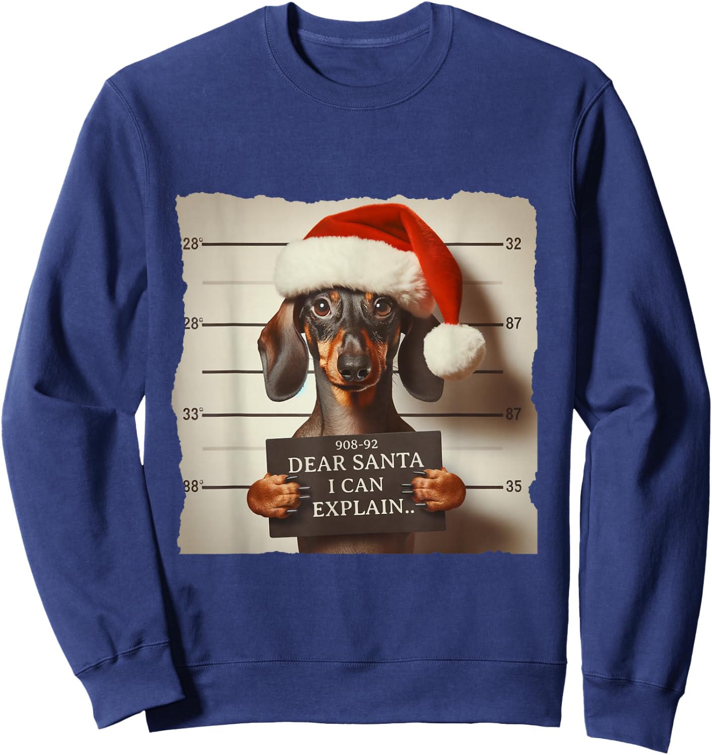 Funny Dachshund Christmas Dear Santa I Can Explain Weiner Sweatshirt - Sweatshirt | Navy