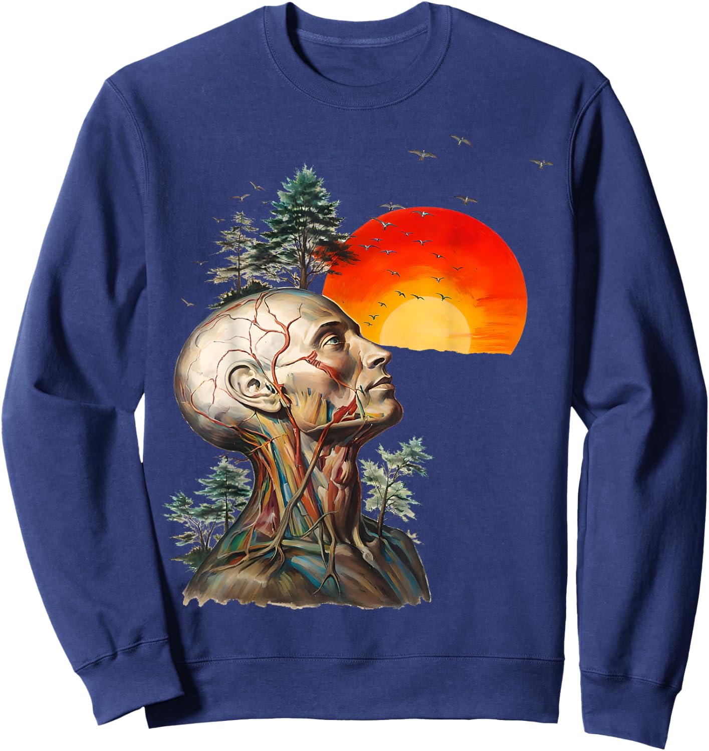 Funny Hangover Hangover Human Tree Graphic Hangover Sweatshirt - Sweatshirt | Navy