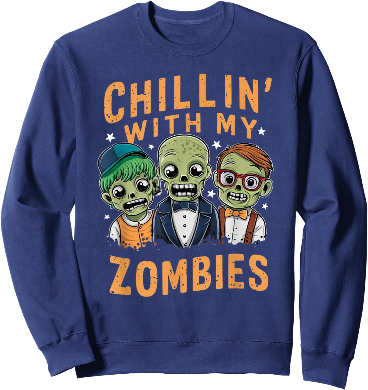 Chillin With My Zombies Cute Zombie Sweatshirt - Sweatshirt | Navy