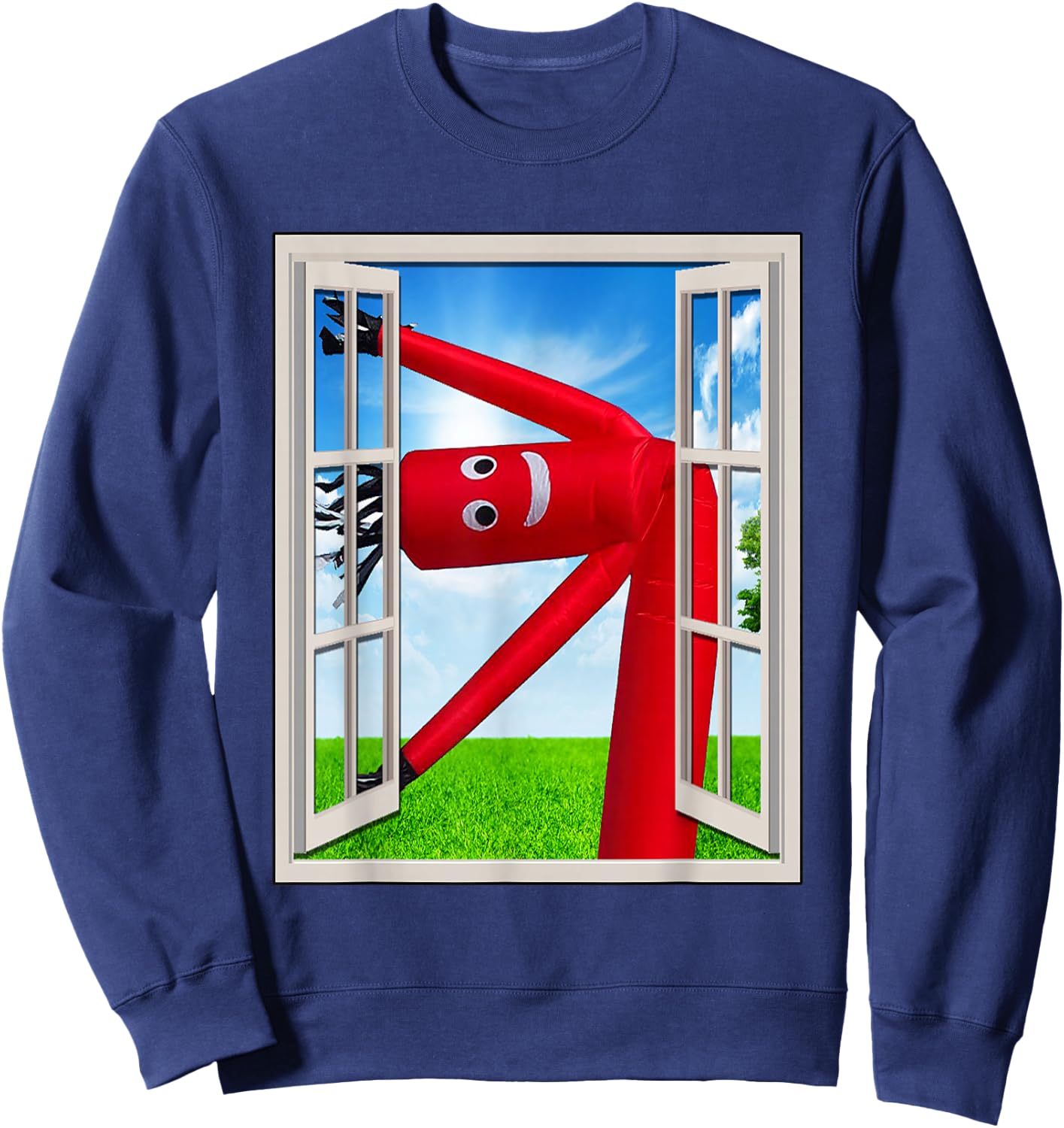 Wacky Waving Inflatable Tube Man Air Dancer in Window Sweatshirt - Sweatshirt | Navy