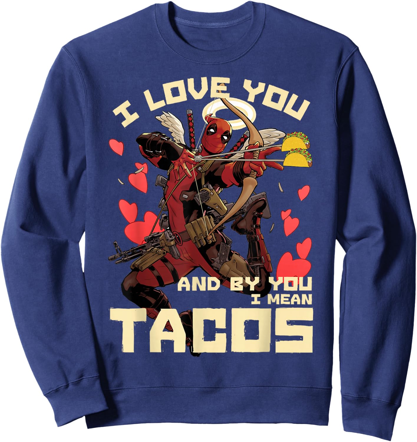 Marvel Deadpool Cupid Love for Tacos Graphic Sweatshirt - Sweatshirt | Navy