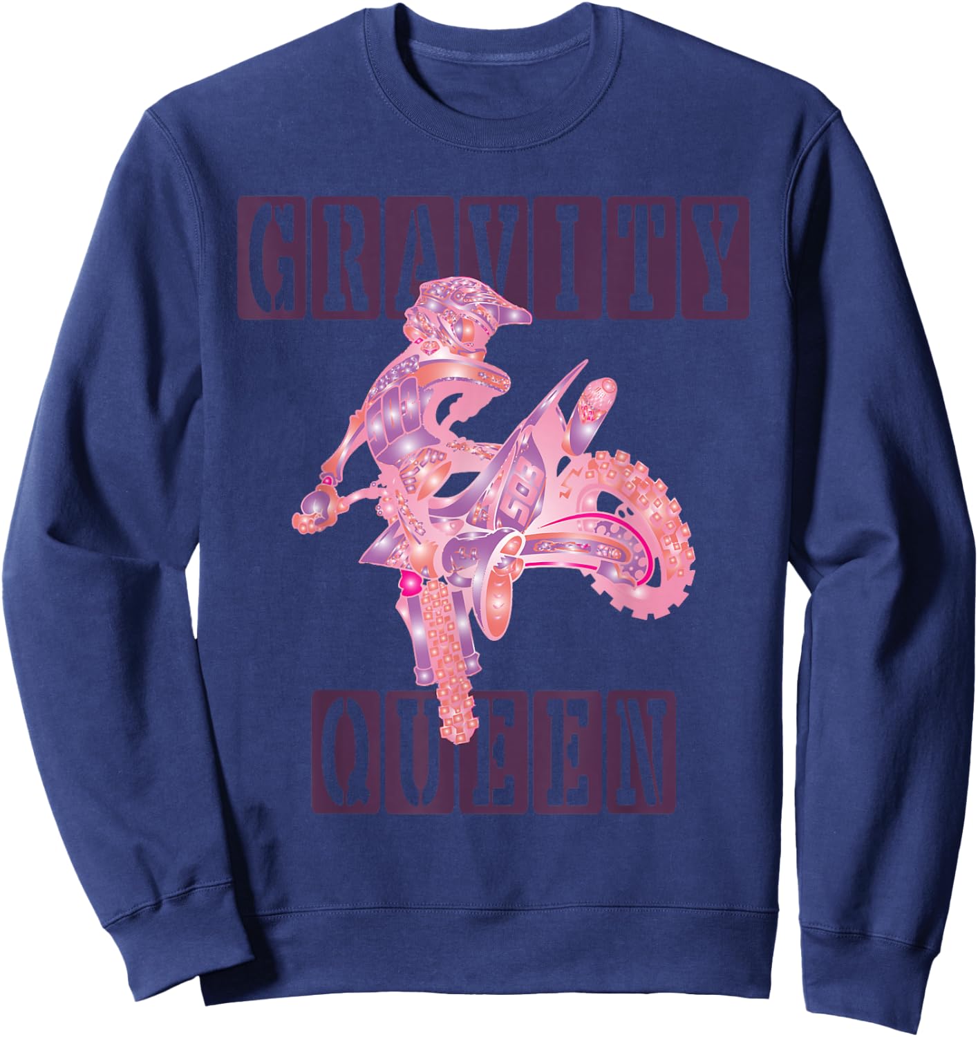 Dirt Bike Rider | Gravity Check | Motocross | Gravity Queen Sweatshirt - Sweatshirt | Navy