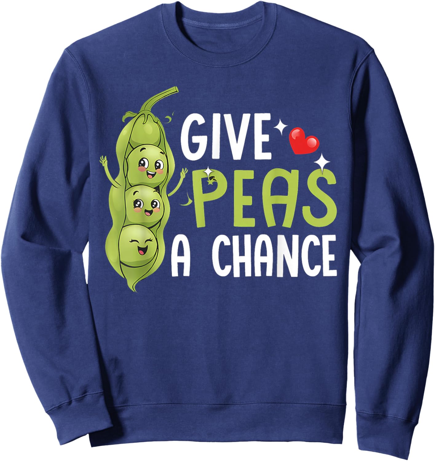 Vegan Vegetable Give Peas A Chance Earth Day Sweatshirt - Sweatshirt | Navy