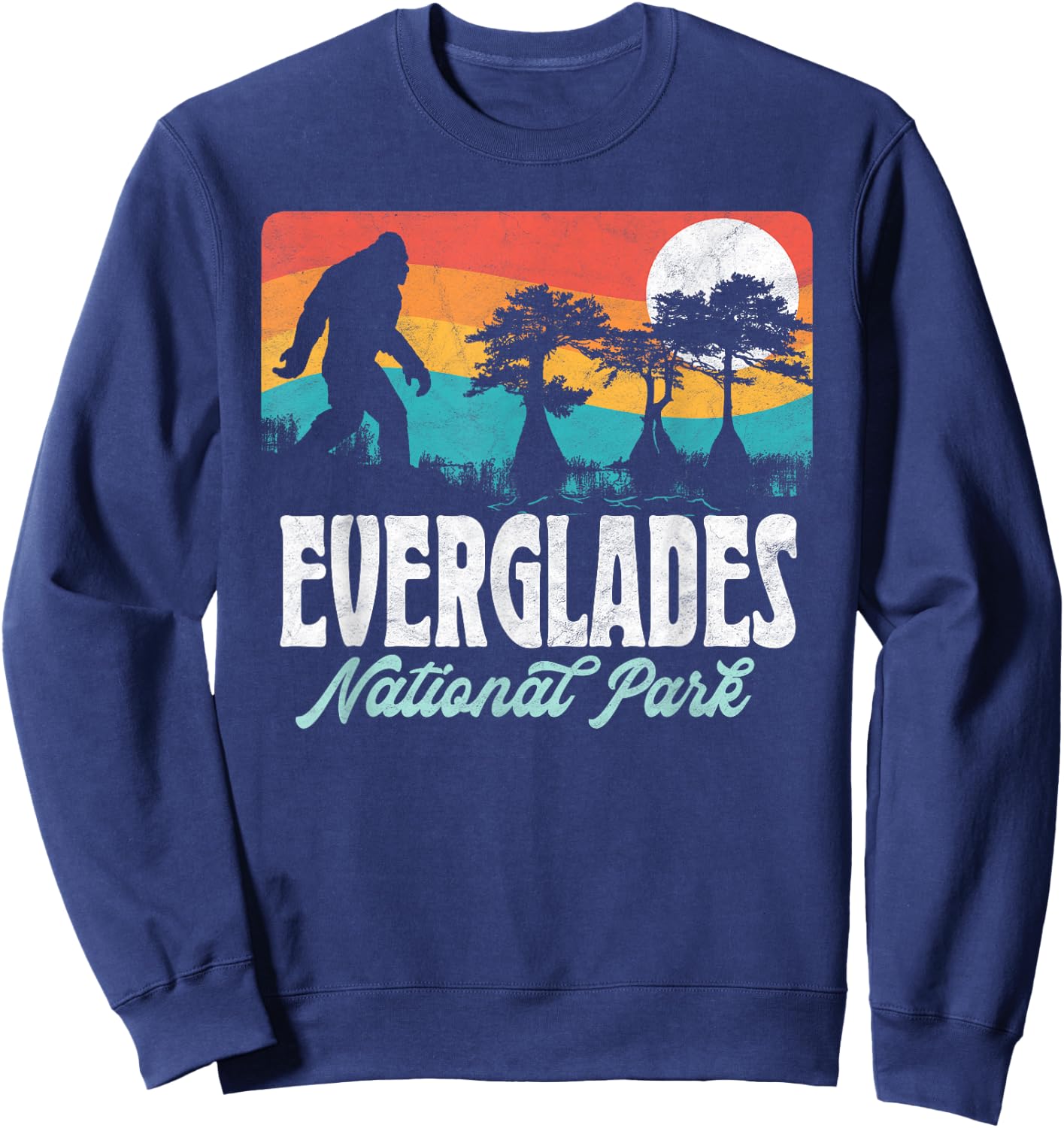 Everglades National Park Florida Bigfoot Swamp Ape & Trees Sweatshirt - Sweatshirt | Navy