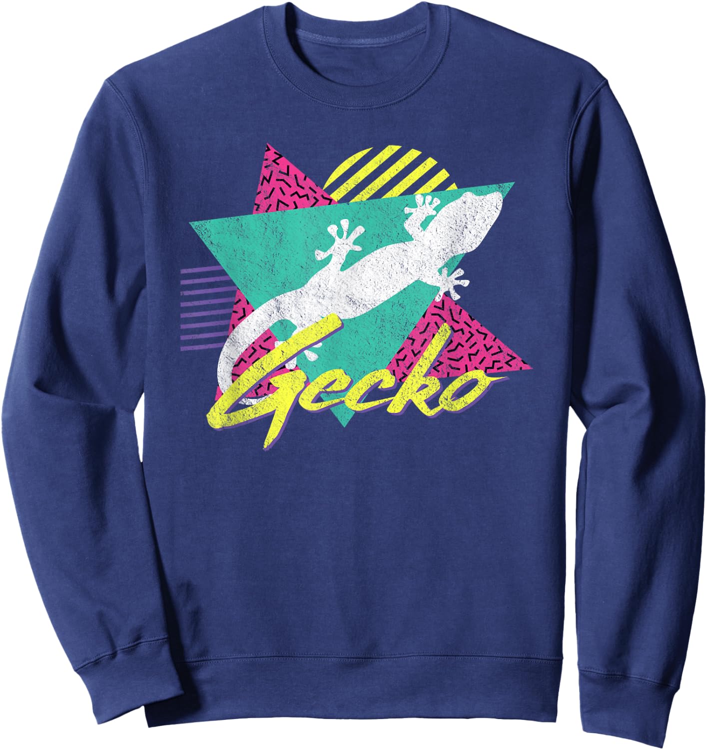 Vintage Retro 80s Or 90s Gecko Lizard Sweatshirt - Sweatshirt | Navy