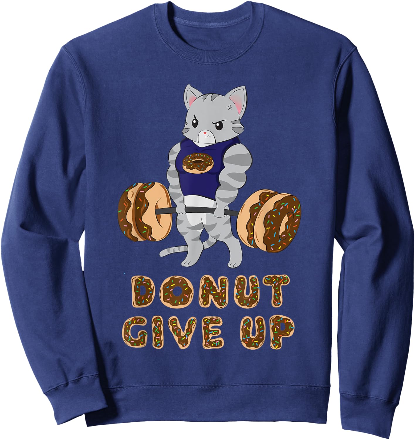 Cat Deadlift Powerlifting Donut Gym Men Women Girls Kids Sweatshirt - Sweatshirt | Navy