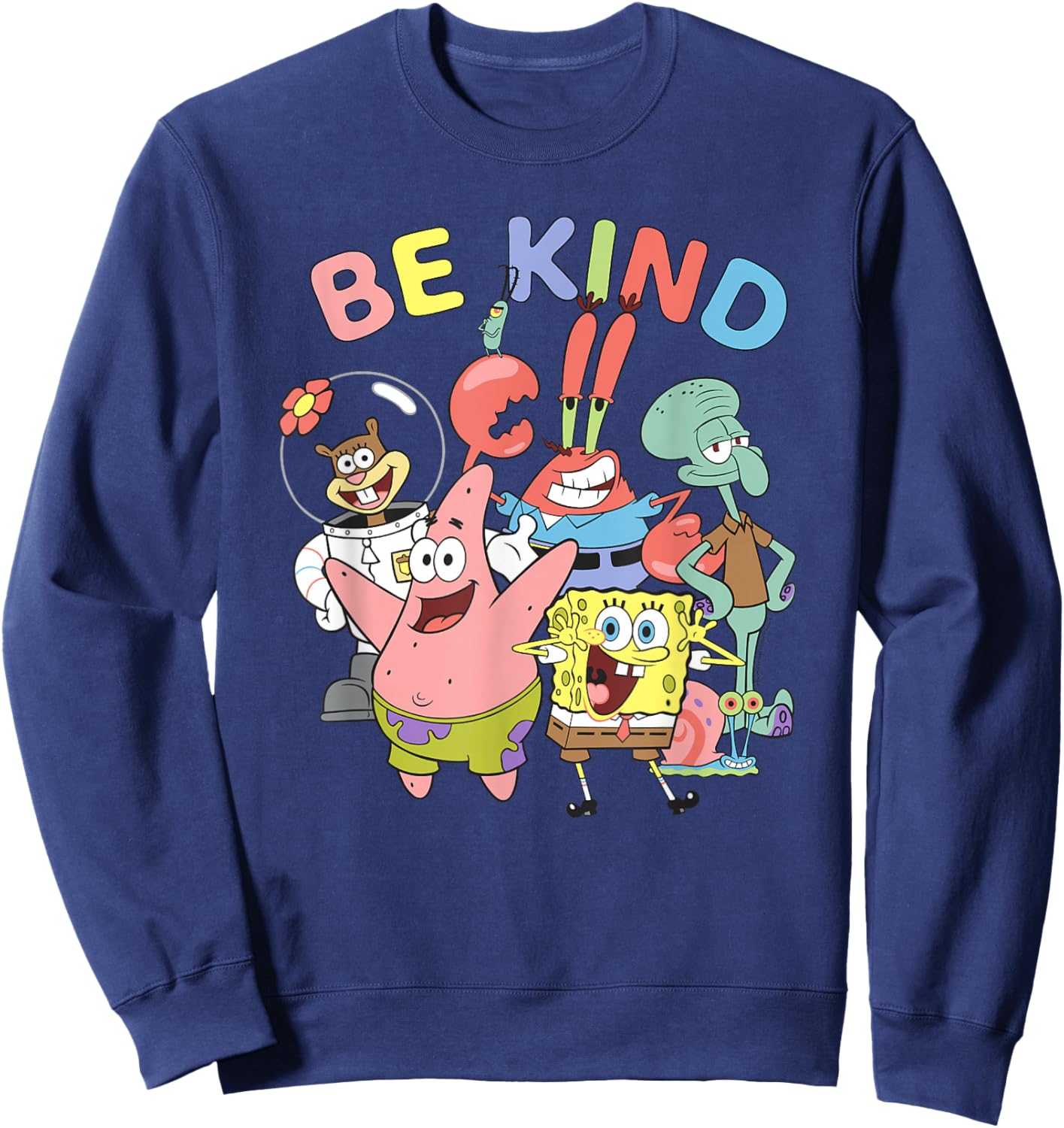 Spongebob Squarepants Be Kind Bikini Bottom Crew Sweatshirt - Sweatshirt | Navy