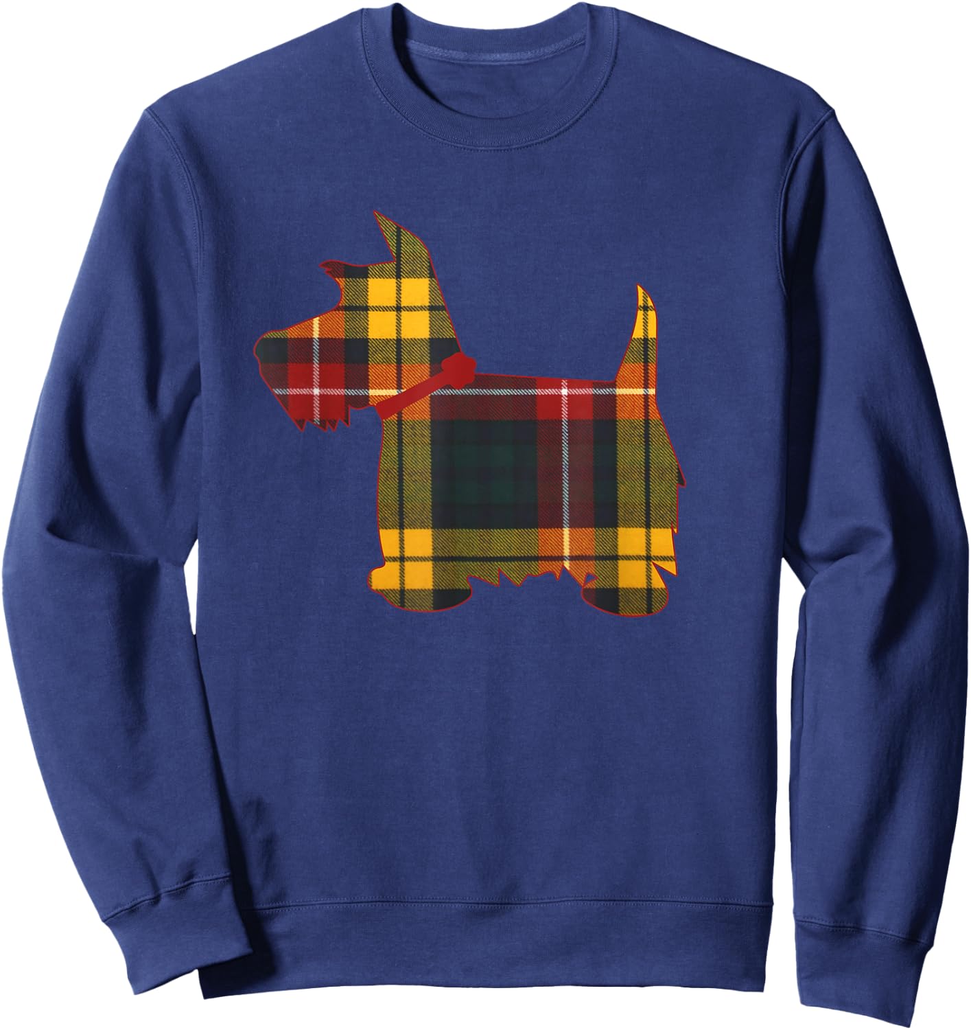 Scottie Dog Scottish Terrier T Shirt Buchanan Tartan Plaid Sweatshirt - Sweatshirt | Navy