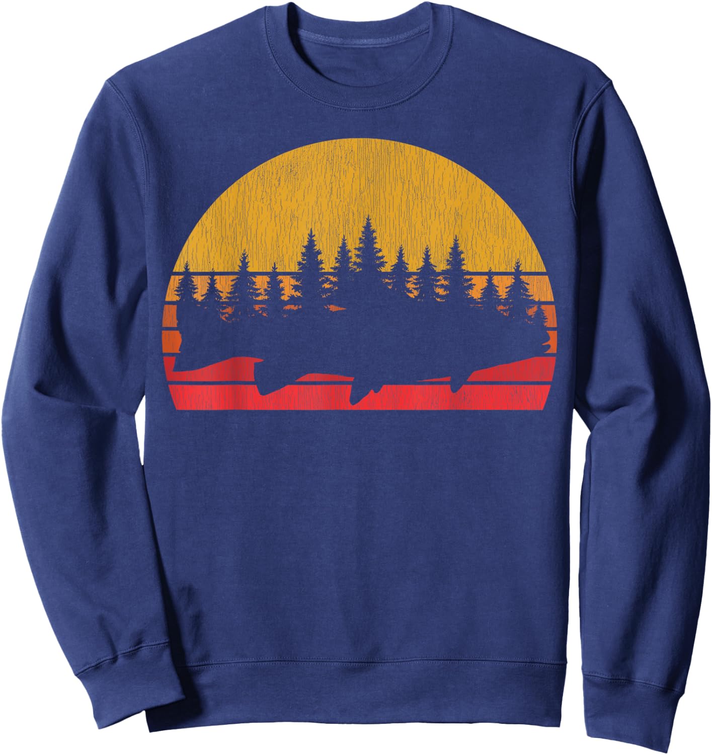 Steelhead Fishing Retro Trout Fisherman Outdoorsmen Sweatshirt - Sweatshirt | Navy