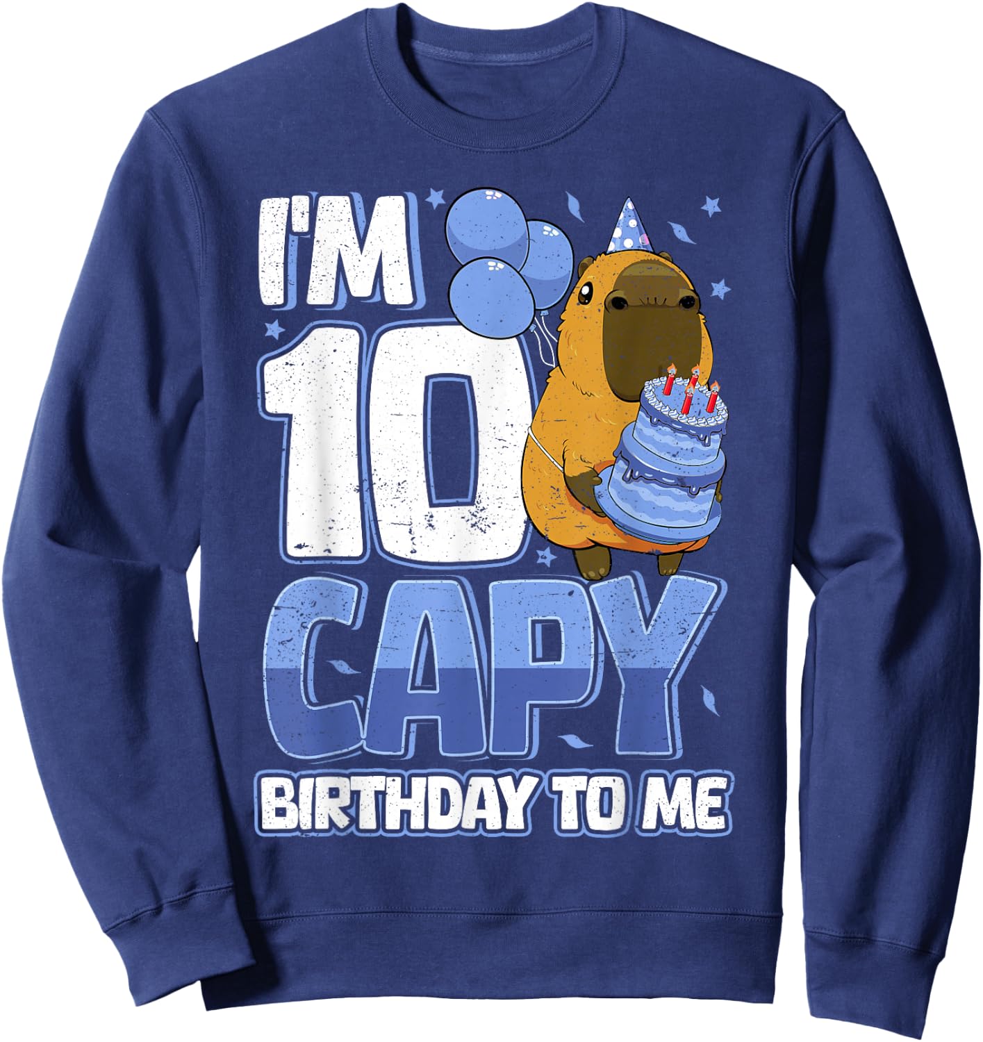 10 Years Capy Birthday to me Boys 10th Birthday Capybara Sweatshirt - Sweatshirt | Navy