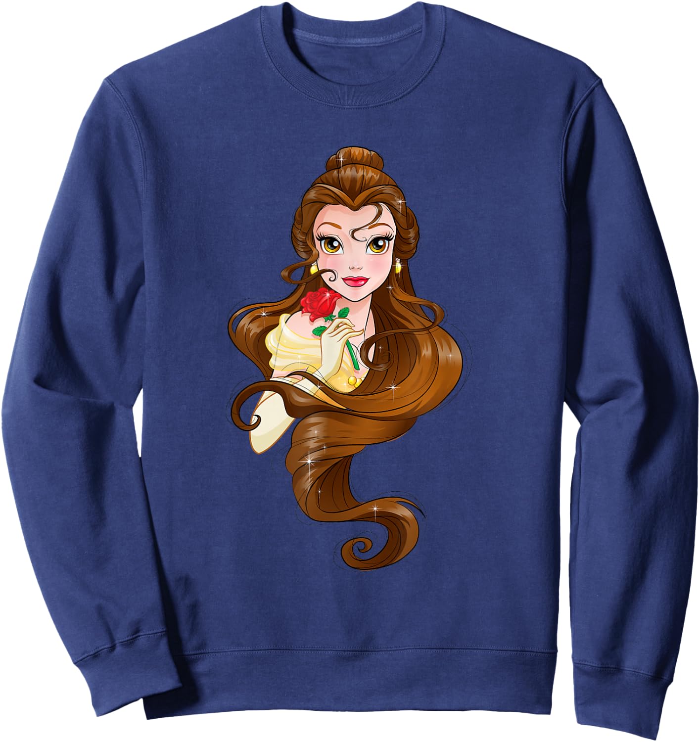 Disney Belle Black Classic Fit - Adult Round Neck Short Sleeve Fantasy Sweatshirt - Sweatshirt | Navy