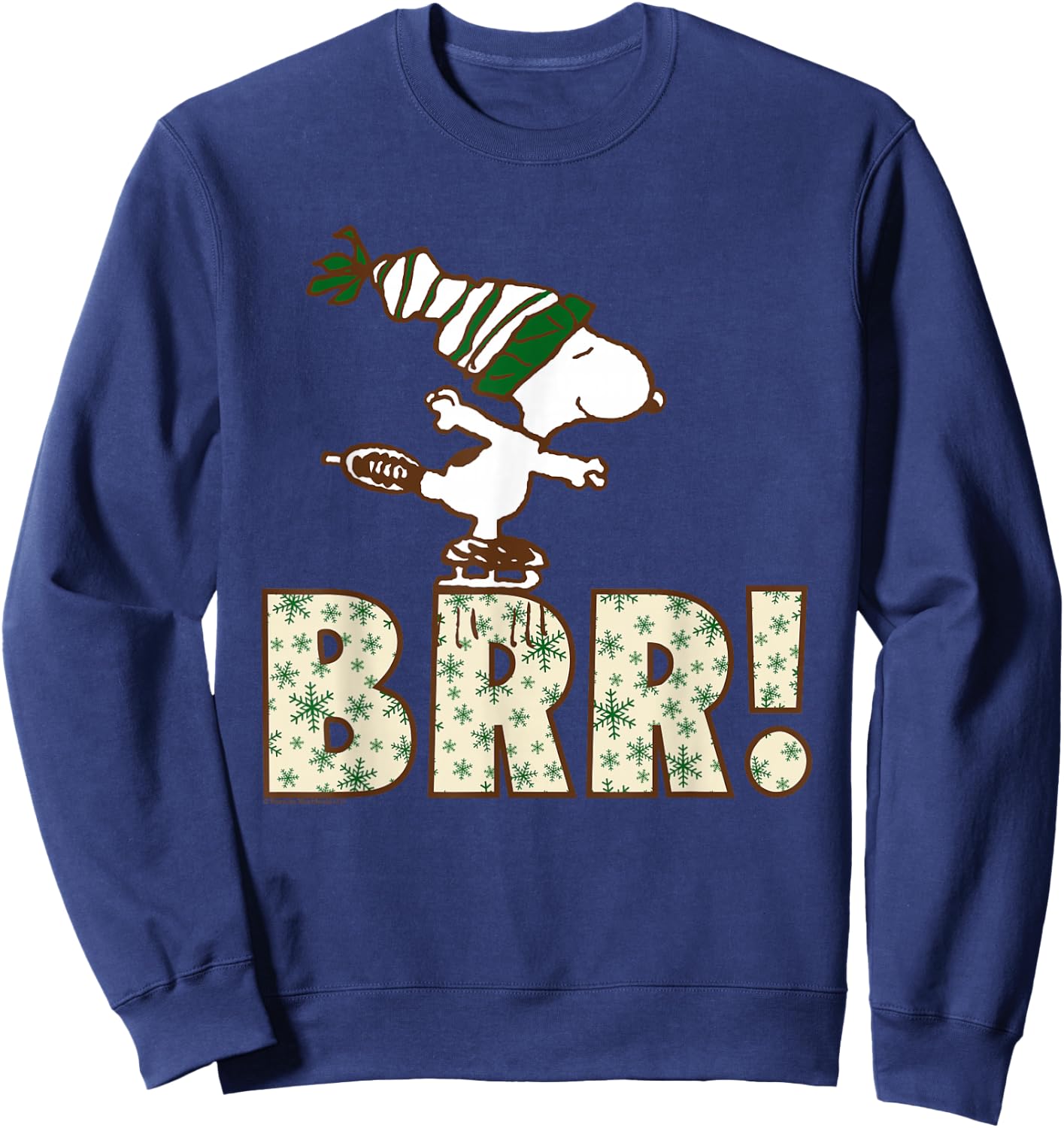 Peanuts Christmas Snoopy Ice Skating Brr Sweatshirt - Sweatshirt | Navy