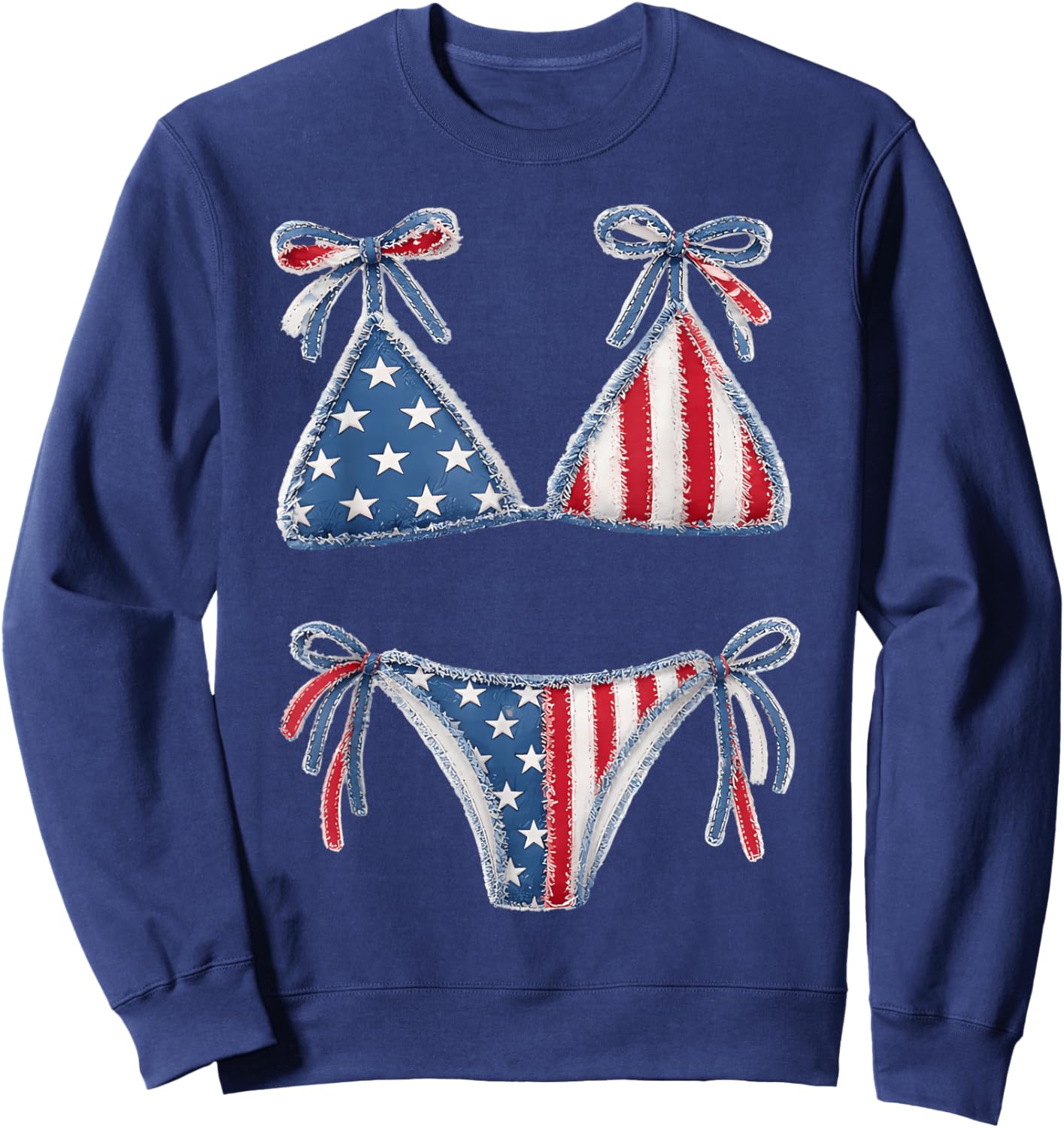 Bikini American Flag Cover Up Swimsuit 4th of July American Sweatshirt - Sweatshirt | Navy