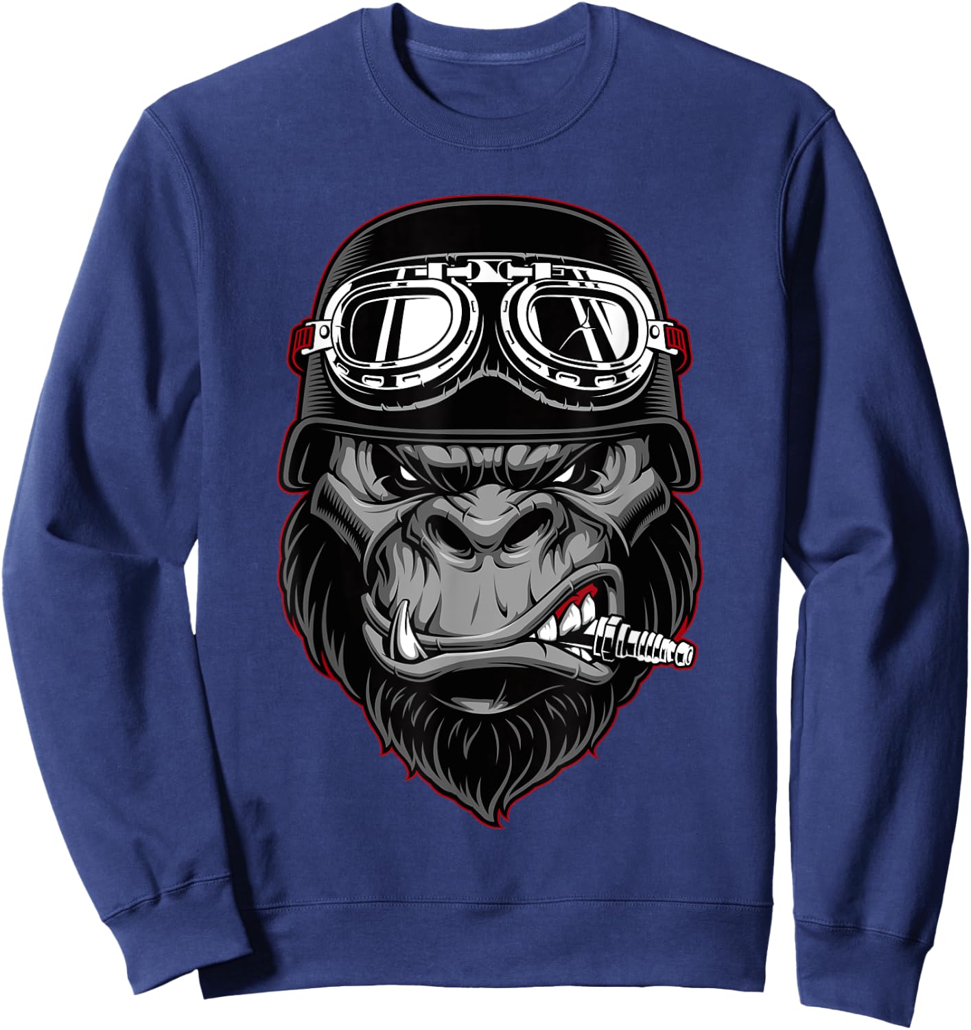 Biker Gorilla Motorcycle Silver Back Monkey Gift Sweatshirt - Sweatshirt | Navy