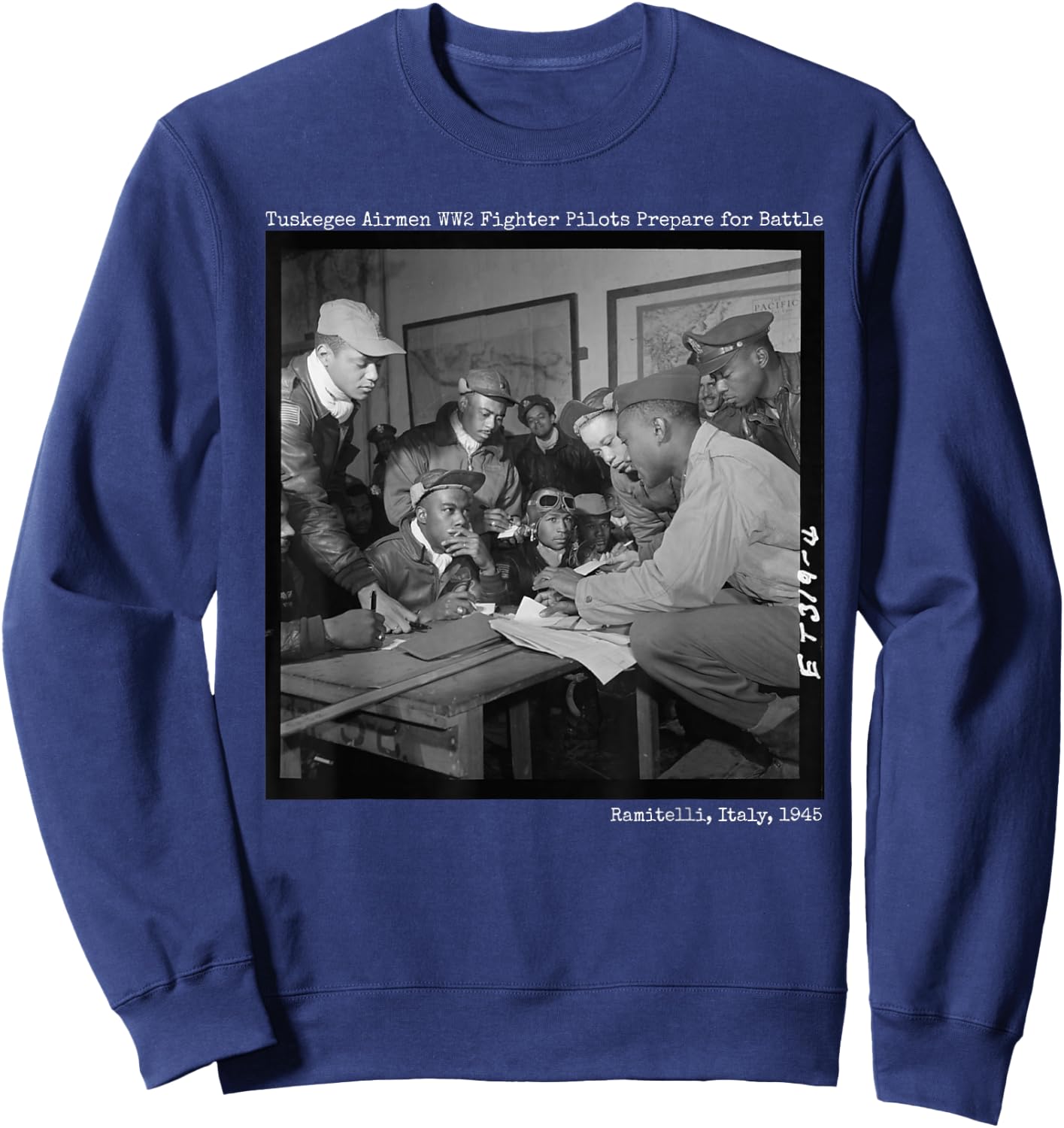 Tuskegee Airmen Preparing for Battle WW2 Small Sweatshirt - Sweatshirt | Navy