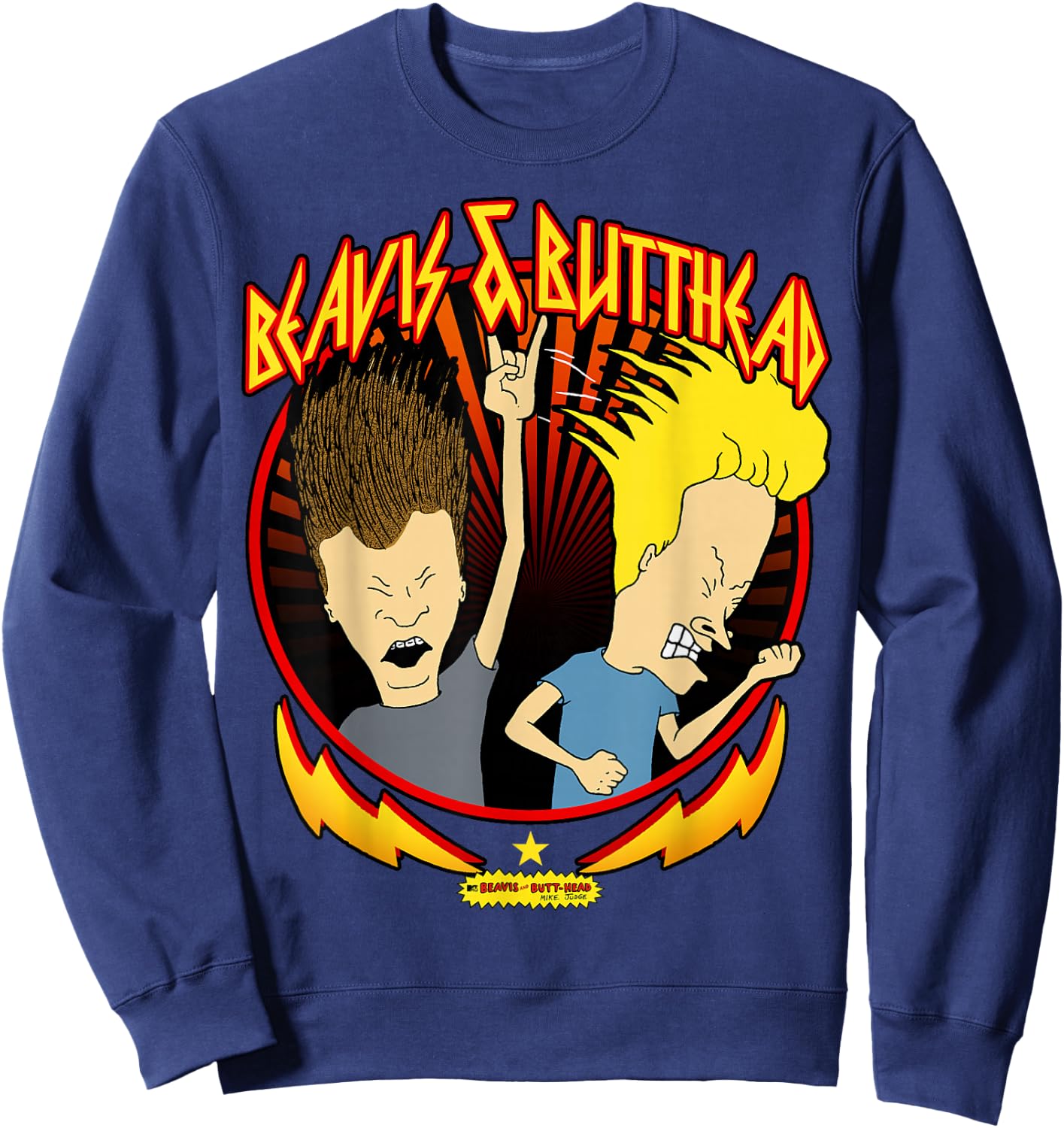Beavis and Butt-Head Metal Colors Rock Out Graphic Sweatshirt - Sweatshirt | Navy