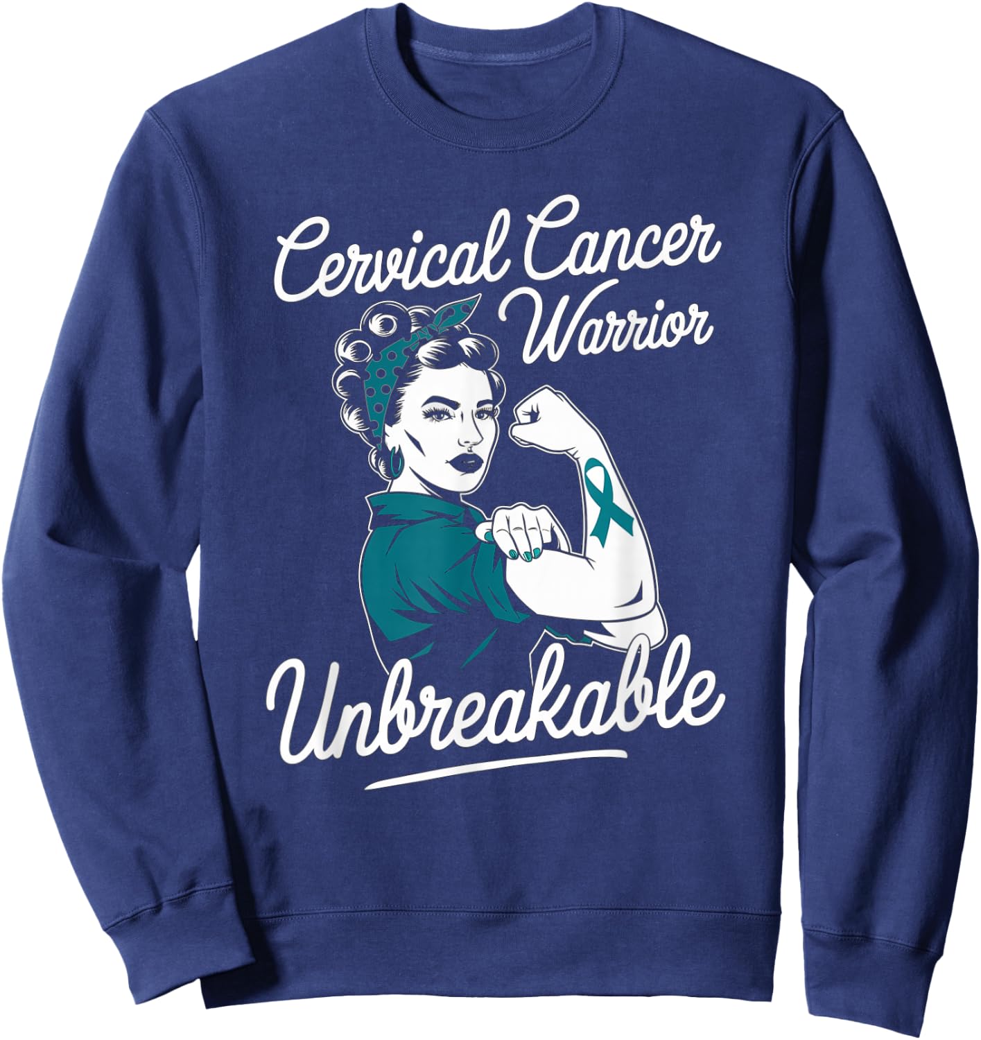 Cervical Cancer Warrior Unbreakable Cervical Cancer Survivor Sweatshirt - Sweatshirt | Navy