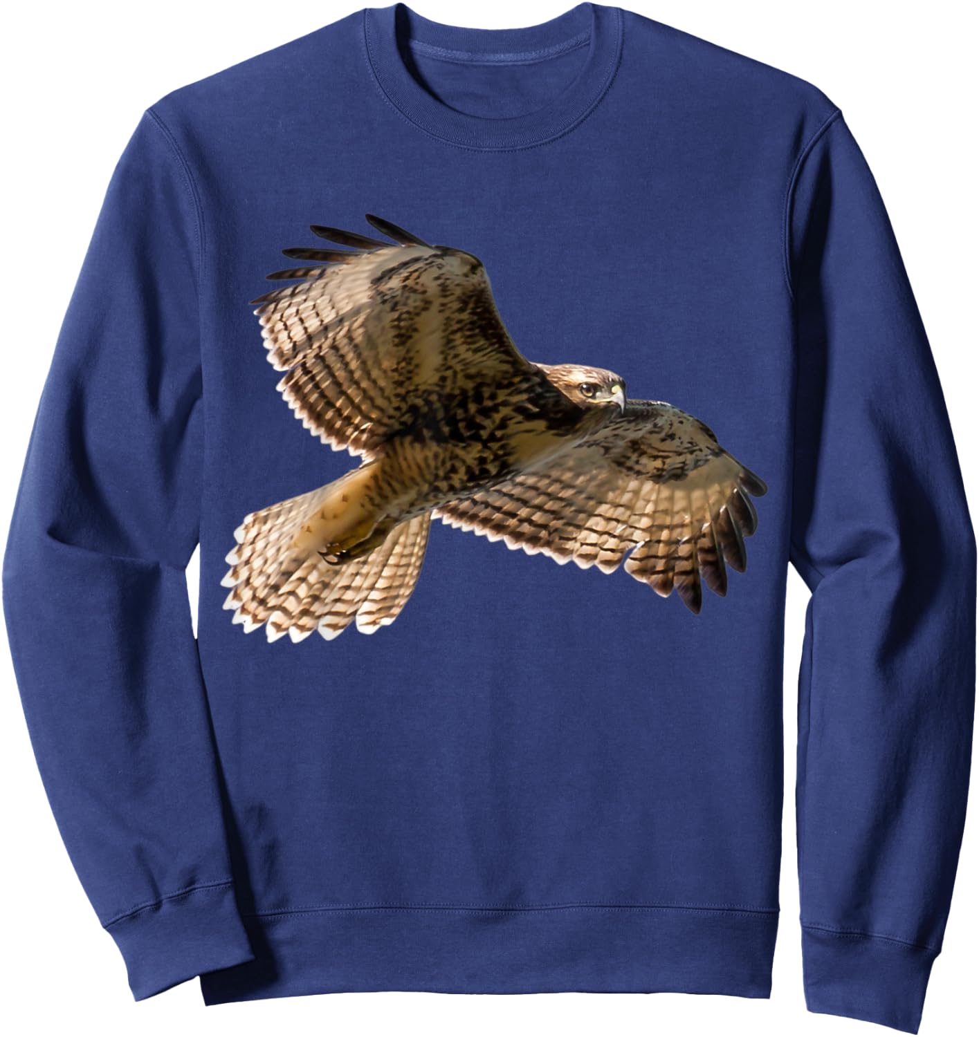 CanvasByNature Red-Tailed Hawk - Women's Classic Fit Black Short Sleeve - Wildlife Animal Print - Small Sweatshirt - Sweatshirt | Navy