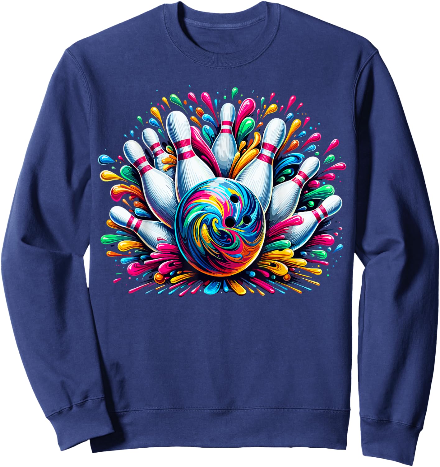 Bowling Cute Colorsplash Ball Sweatshirt - Sweatshirt | Navy