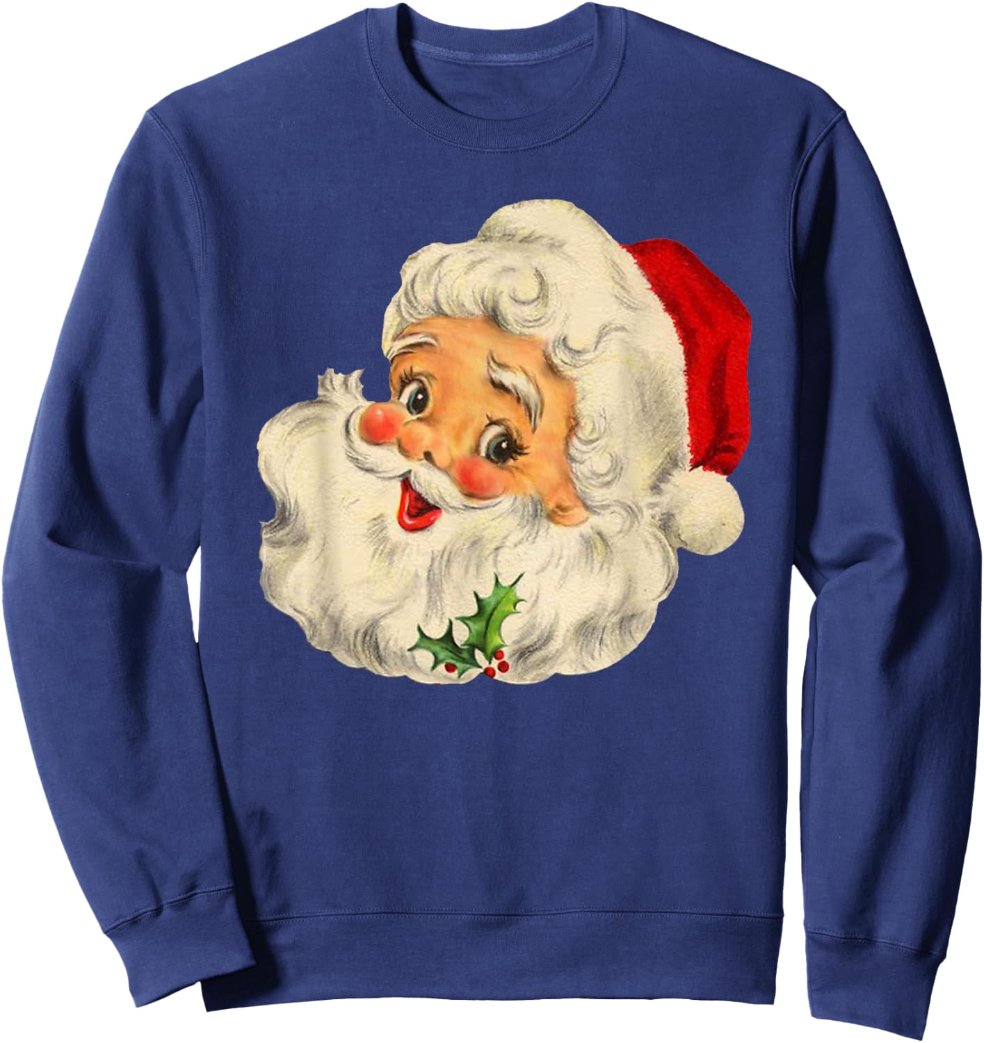 Cool Vintage Christmas Santa Claus Face Sweatshirt - Sweatshirt | Navy