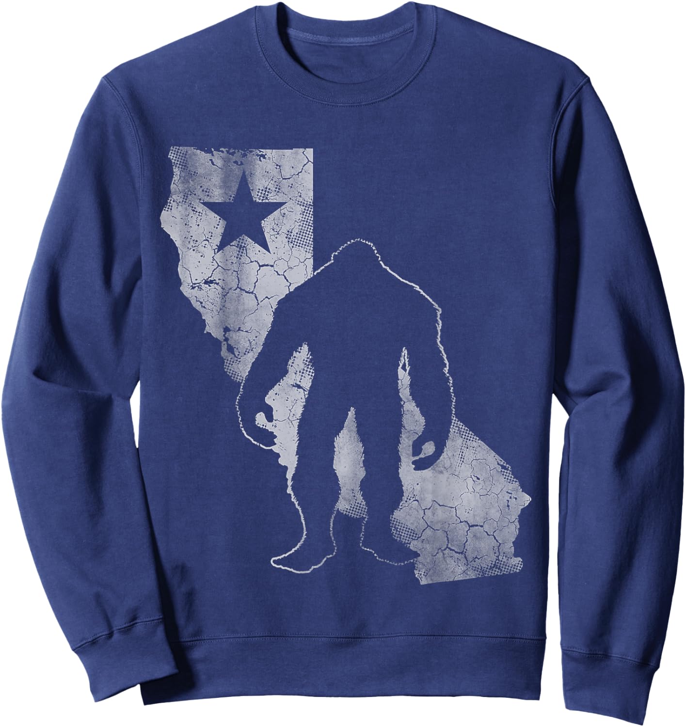 California Sasquatch Vintage Distressed Squatch Big Foot Sweatshirt - Sweatshirt | Navy