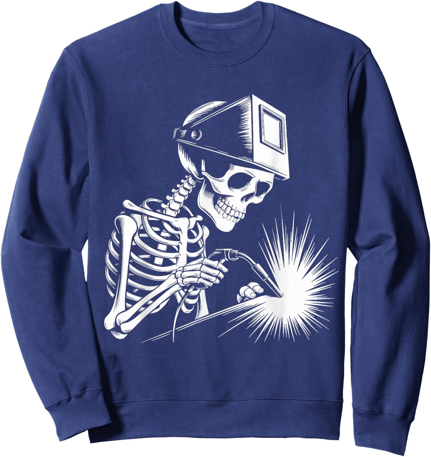 Funny Skeleton Welding Lovers Spooky Halloween Welder Sweatshirt - Sweatshirt | Navy