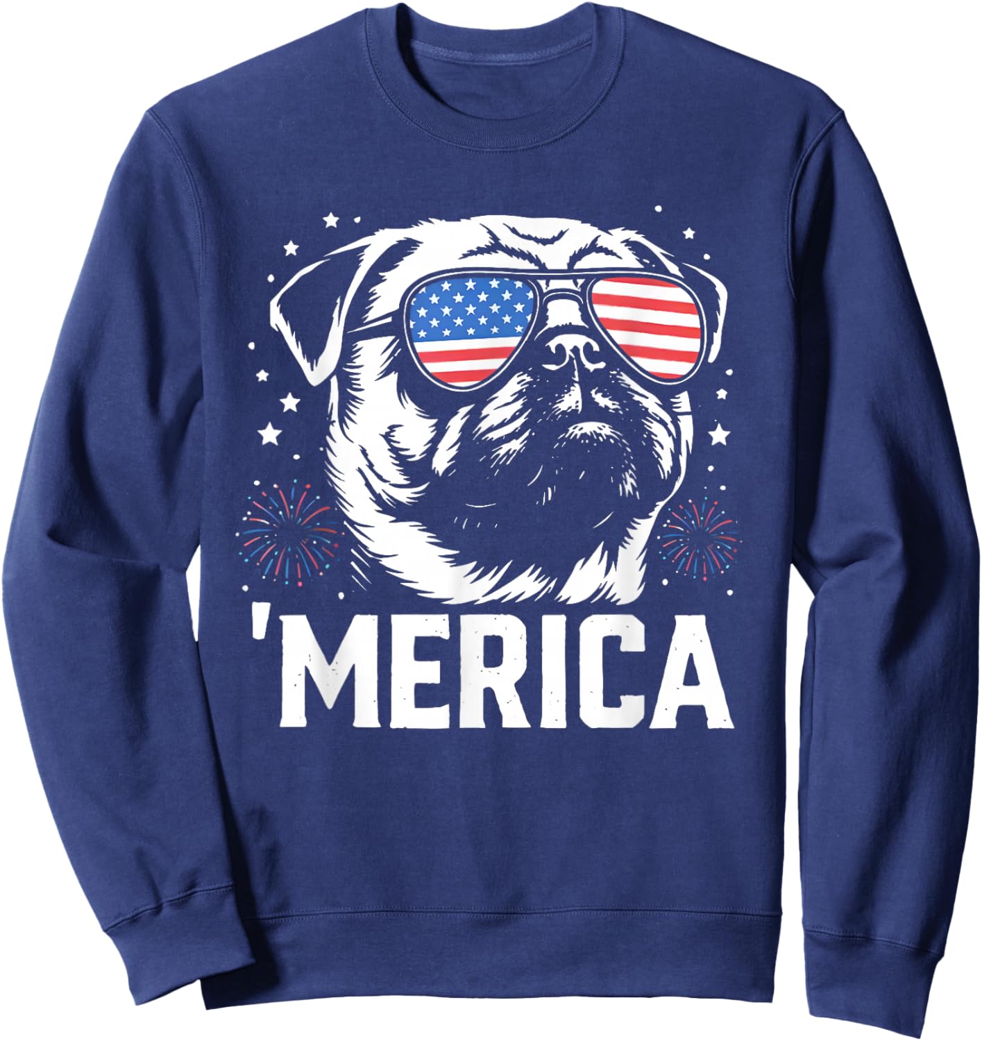 Merica Pug 4th of July Sweatshirt - Sweatshirt | Navy