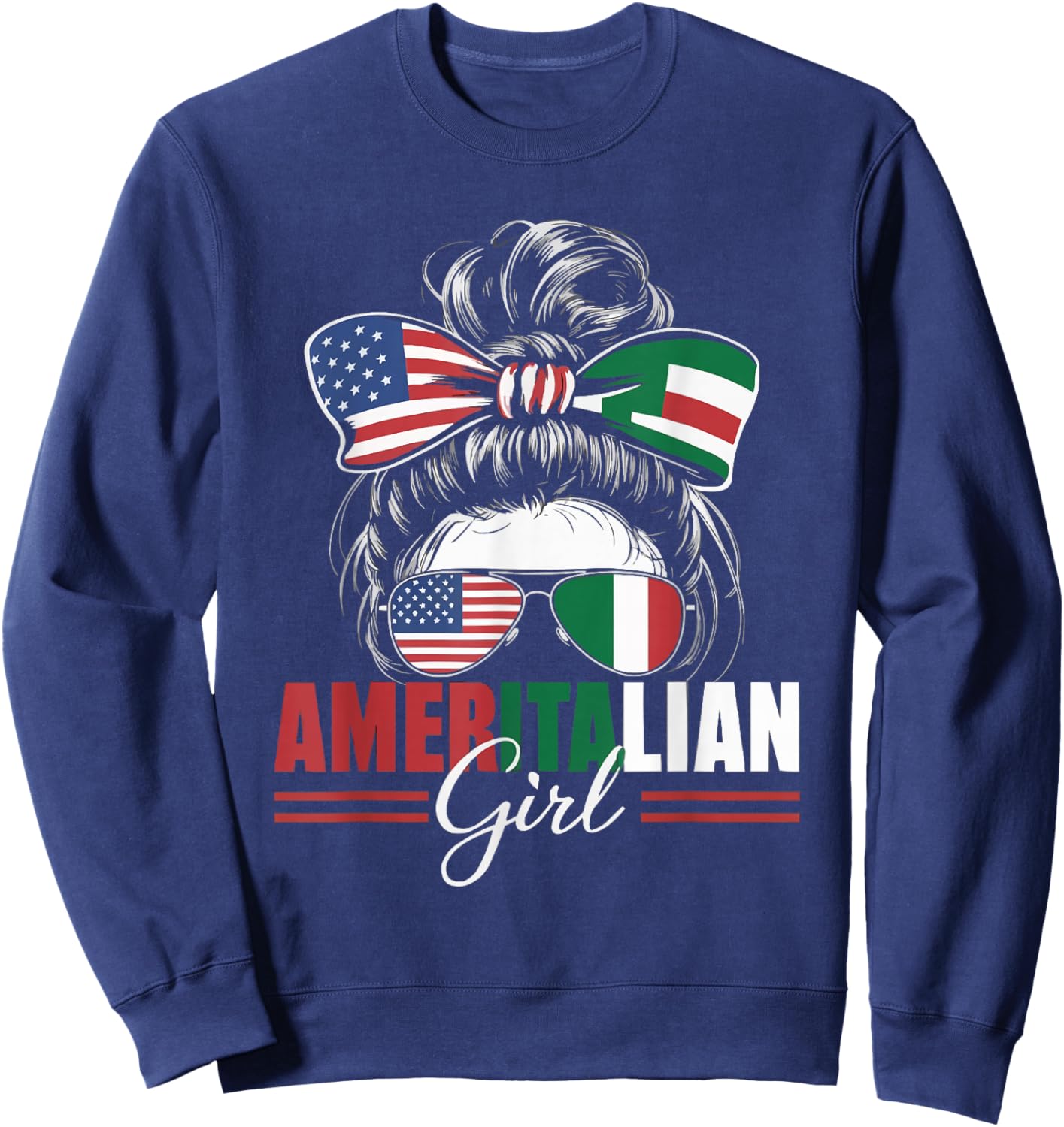 Half Italian Half American USA Flag Italy America Sweatshirt - Sweatshirt | Navy