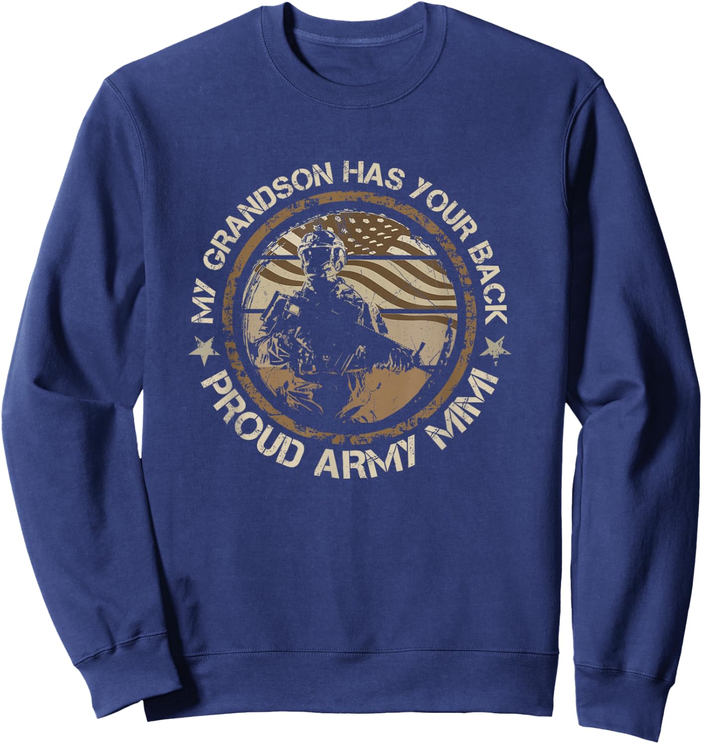 My Grandson Has Your Back Proud Army Mimi Military Family Sweatshirt - Sweatshirt | Navy