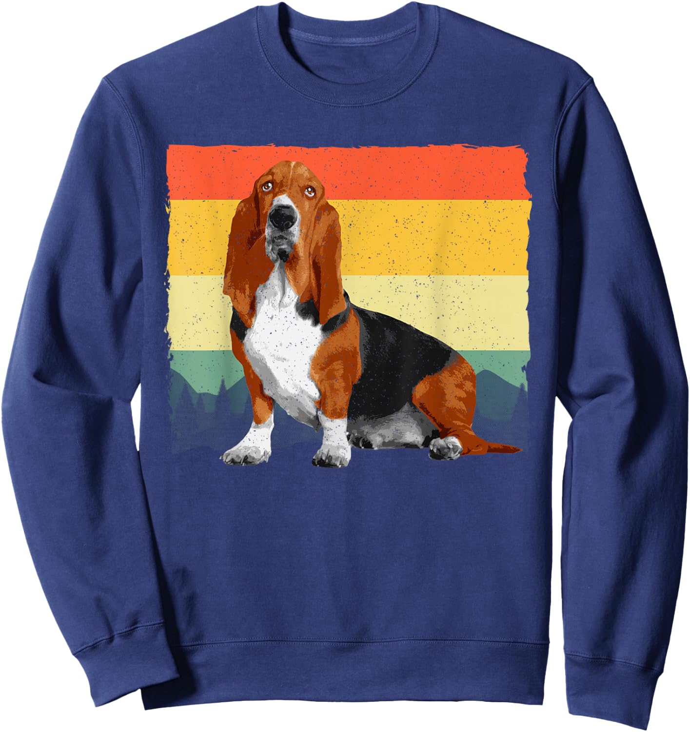 Retro Basset Hound Art Women Kids Basset Hound Lover Sweatshirt - Sweatshirt | Navy