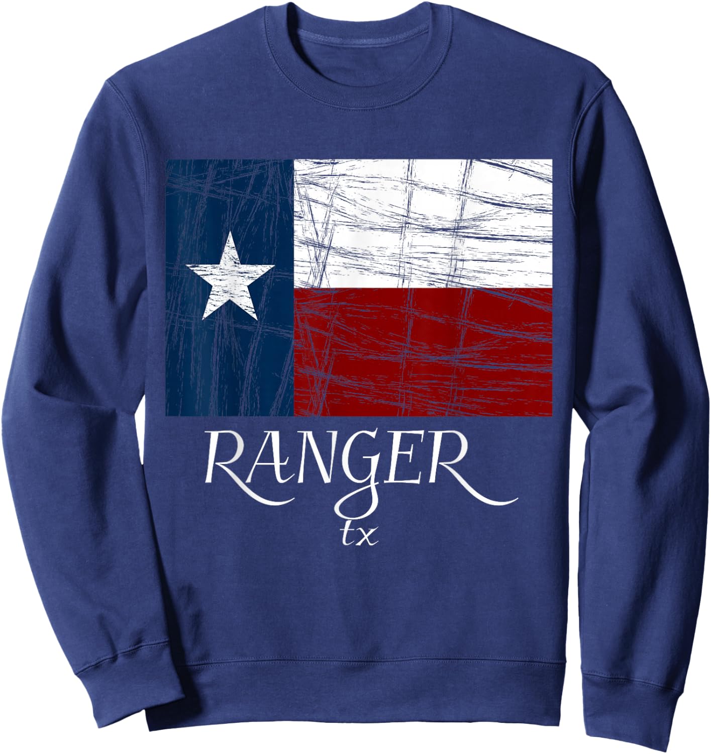 Ranger TX - | City State - Texas Flag Sweatshirt - Sweatshirt | Navy