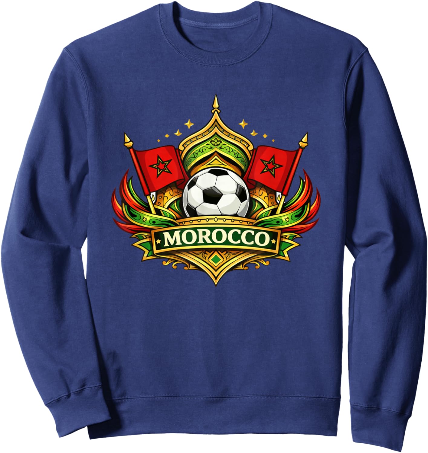 I Love Morocco, Morocco Country Flag, Football Pride Atlas Sweatshirt - Sweatshirt | Navy