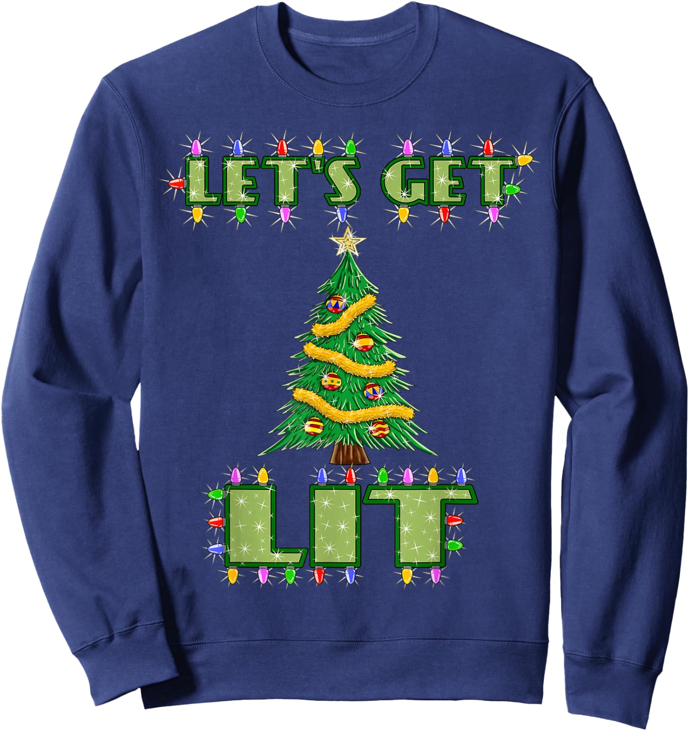 Lets Get Lit Christmas Shirt Its Drinking Dirty Adult Pajama Sweatshirt - Sweatshirt | Navy