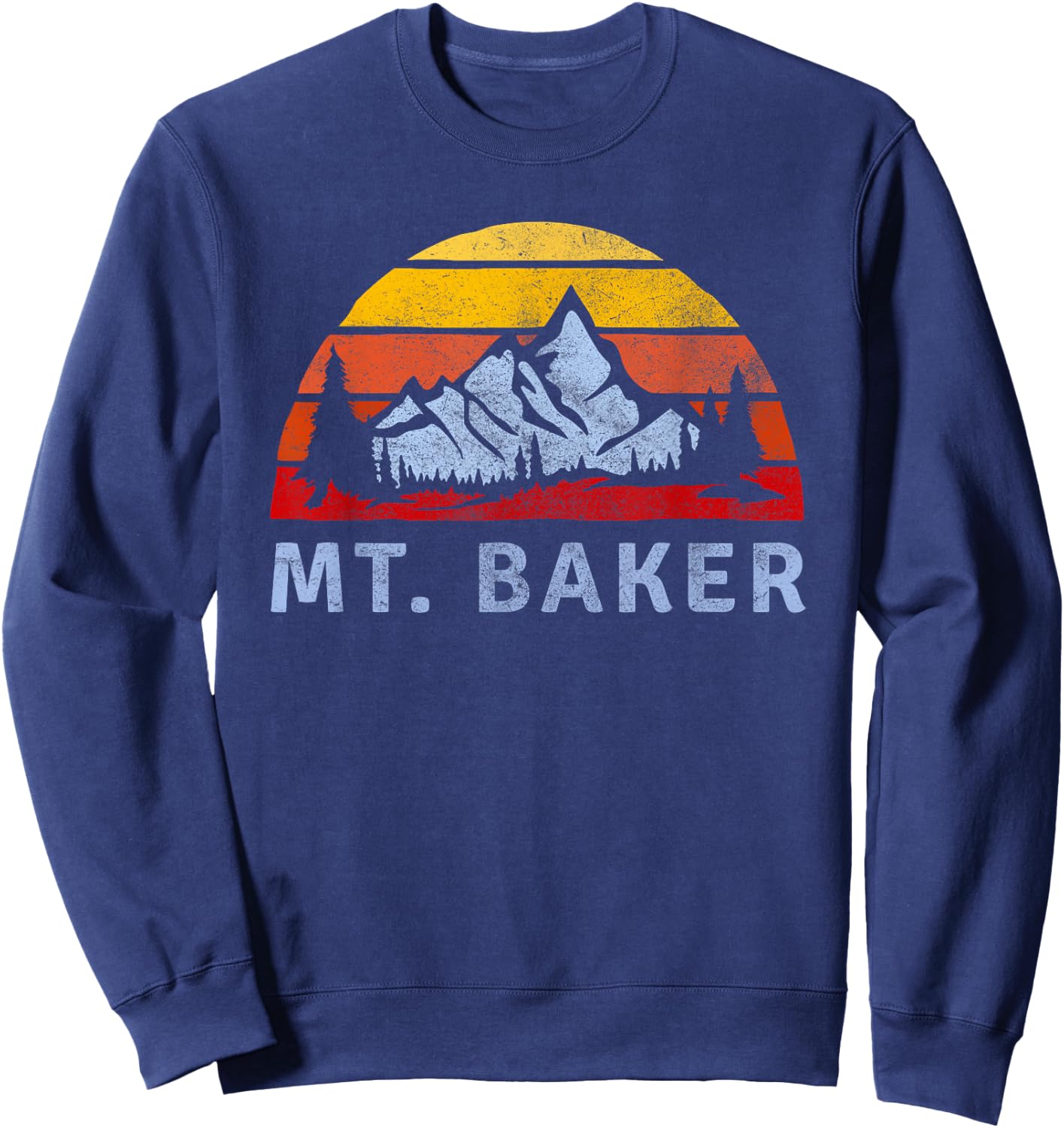 Mt. Baker Retro Mountain Sunset design Sweatshirt - Sweatshirt | Navy