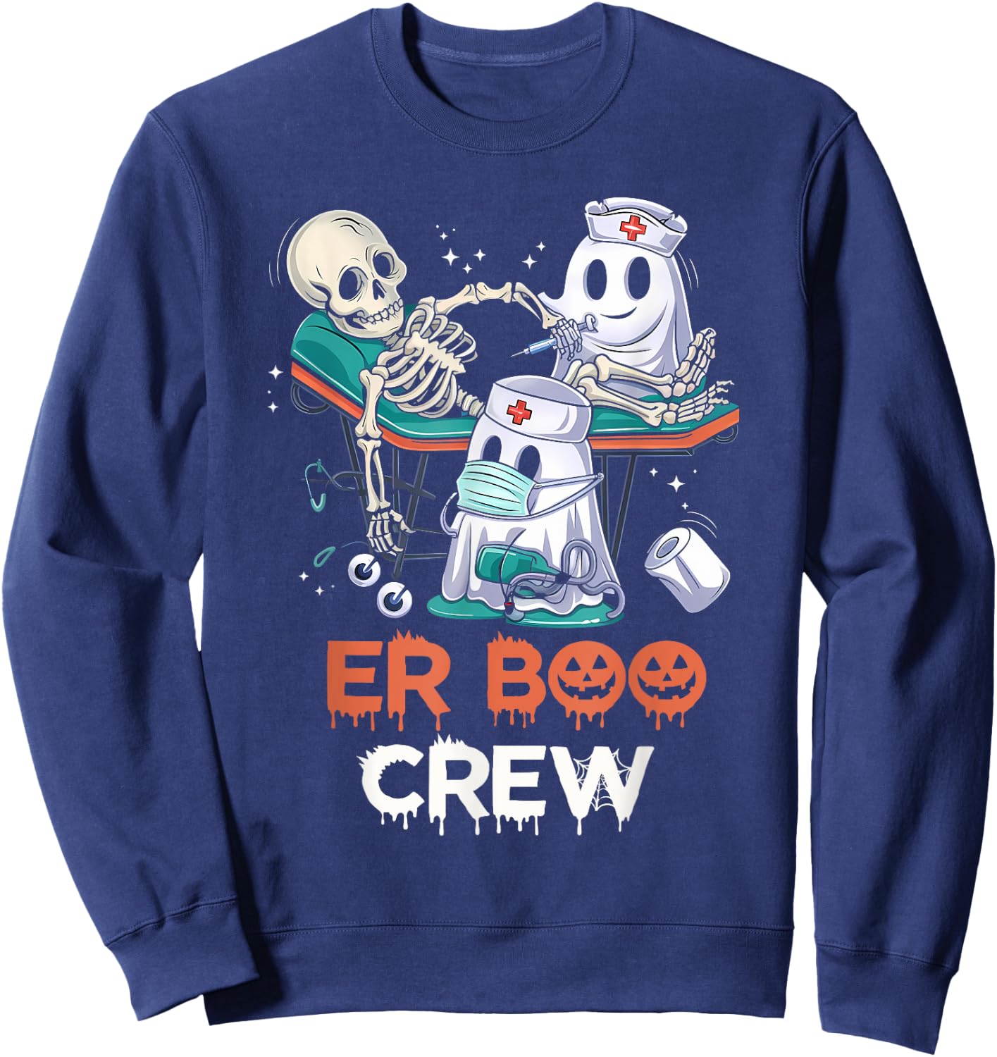 ER nurse shirt halloween ER boo crew Emergency Department Sweatshirt - Sweatshirt | Navy