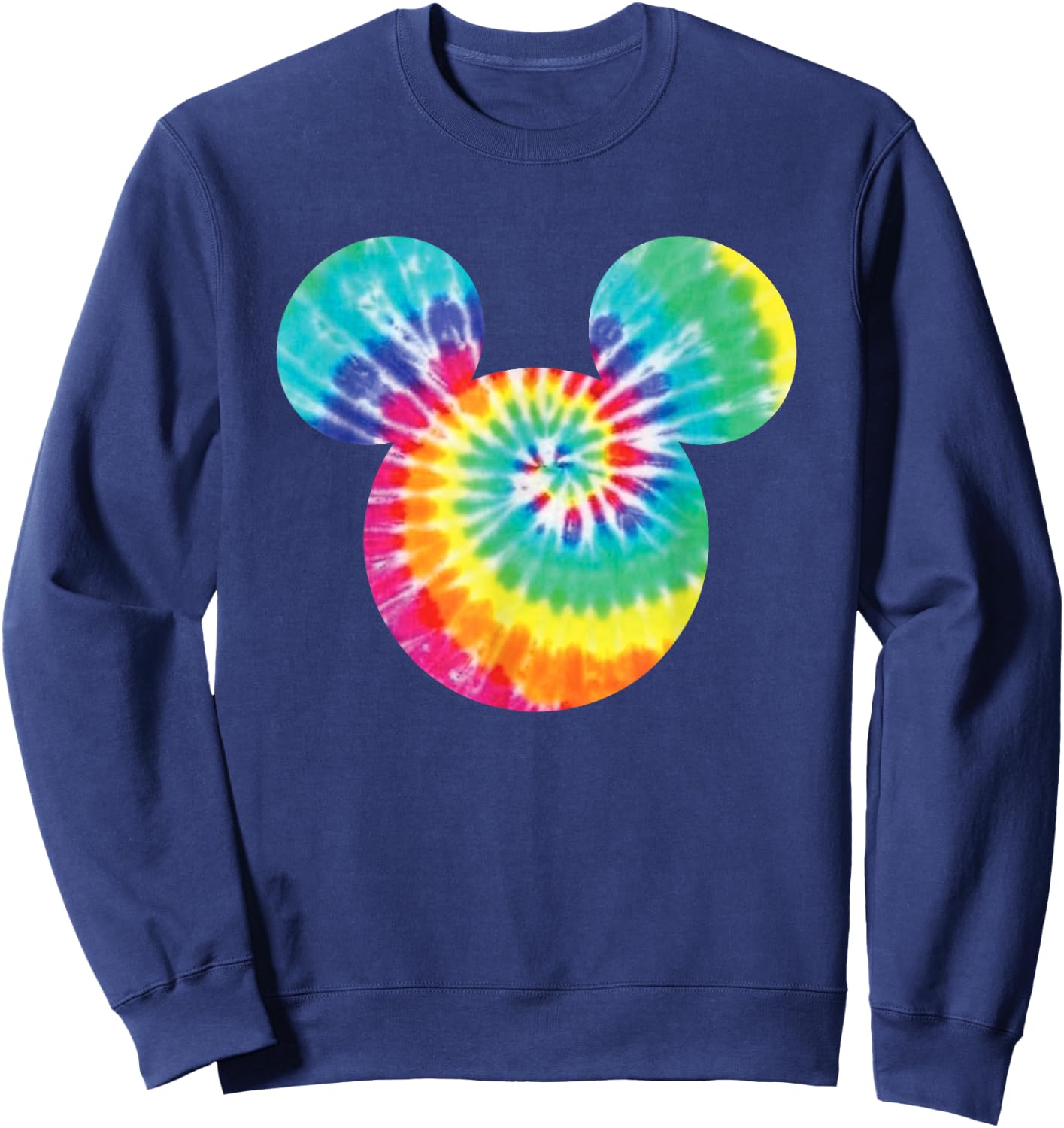 Disney Mickey Mouse Icon Rainbow Tie-Dye Short Sleeve Sweatshirt - Sweatshirt | Navy