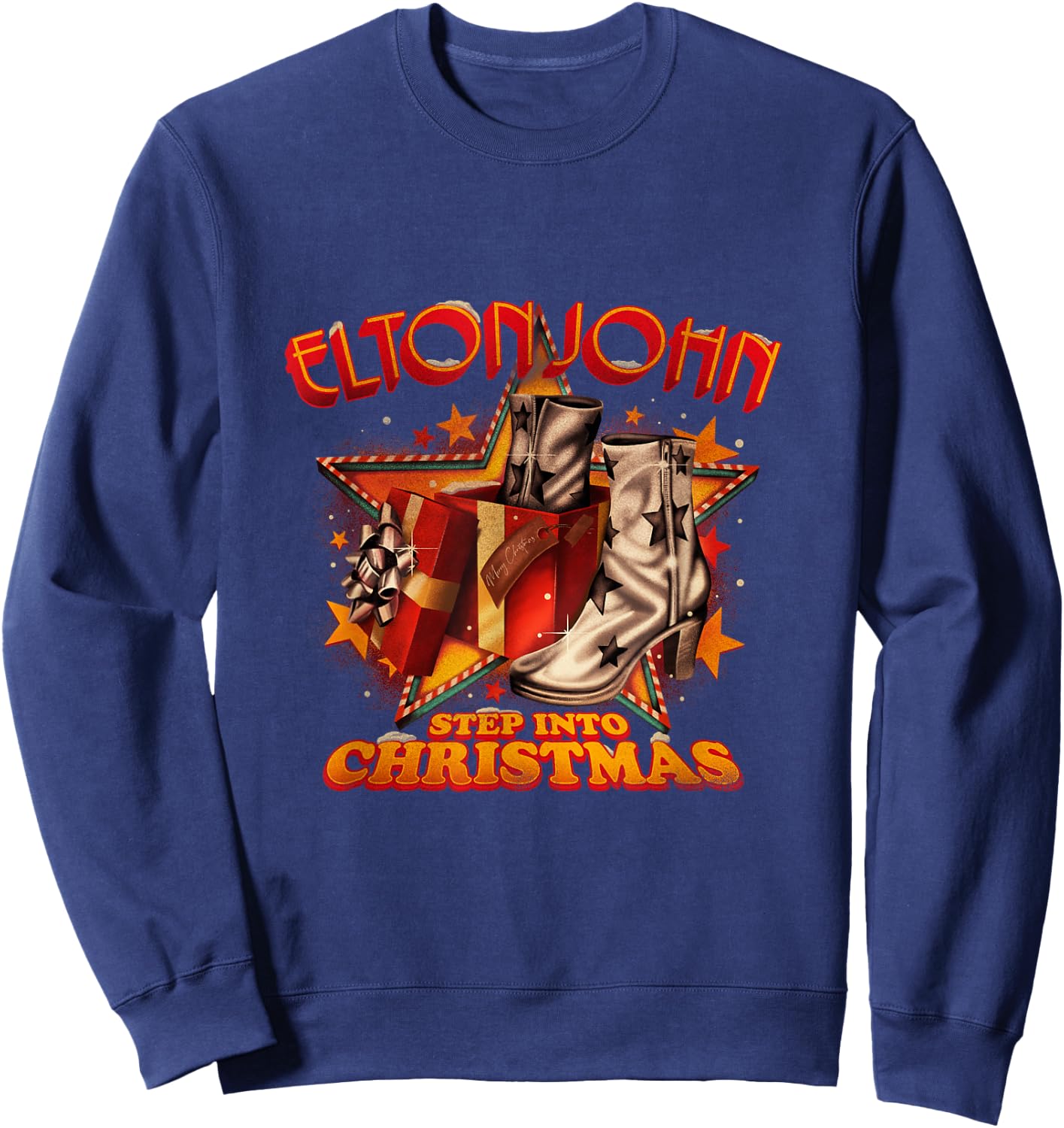 Official Elton John Step Into Christmas Boots Sweatshirt - Sweatshirt | Navy