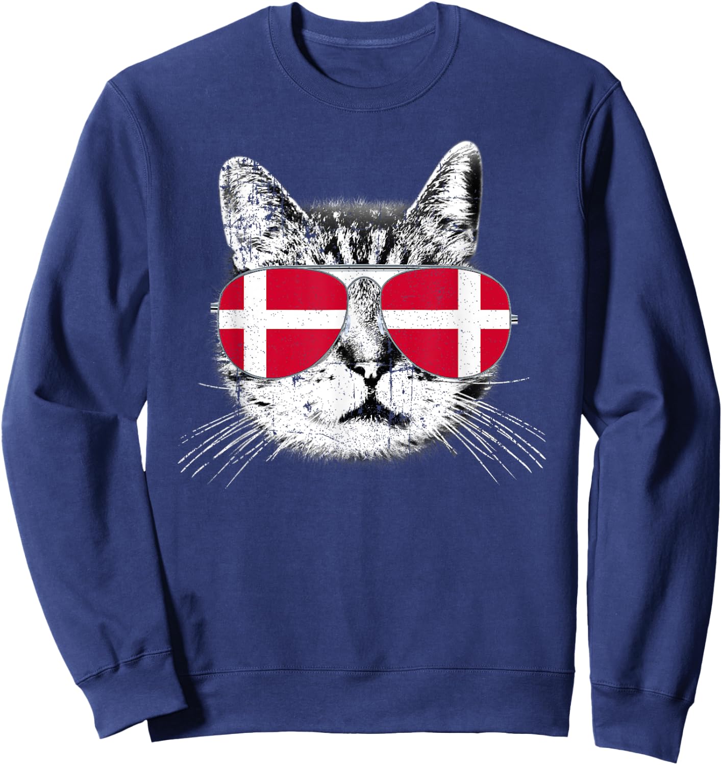 Denmark Flag Danish Cat Lover Pride Men Women Kids Gift Sweatshirt - Sweatshirt | Navy