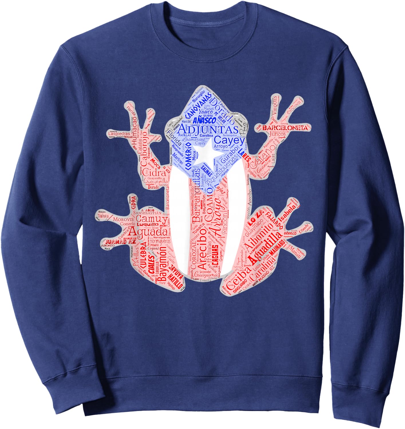 Coqui Shirt Taino Shirt Puerto Rico Flag cities Boricua Sweatshirt - Sweatshirt | Navy