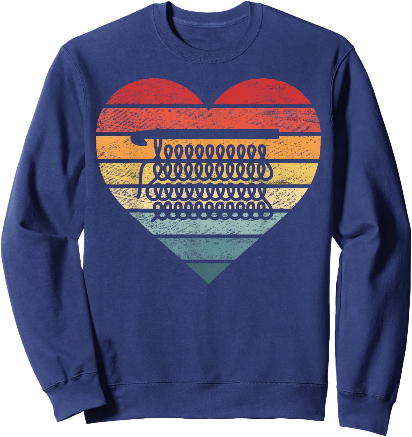 Crochet Lovers Gifts Retro Sunset Hook Crocheter Crocheting Sweatshirt - Sweatshirt | Navy