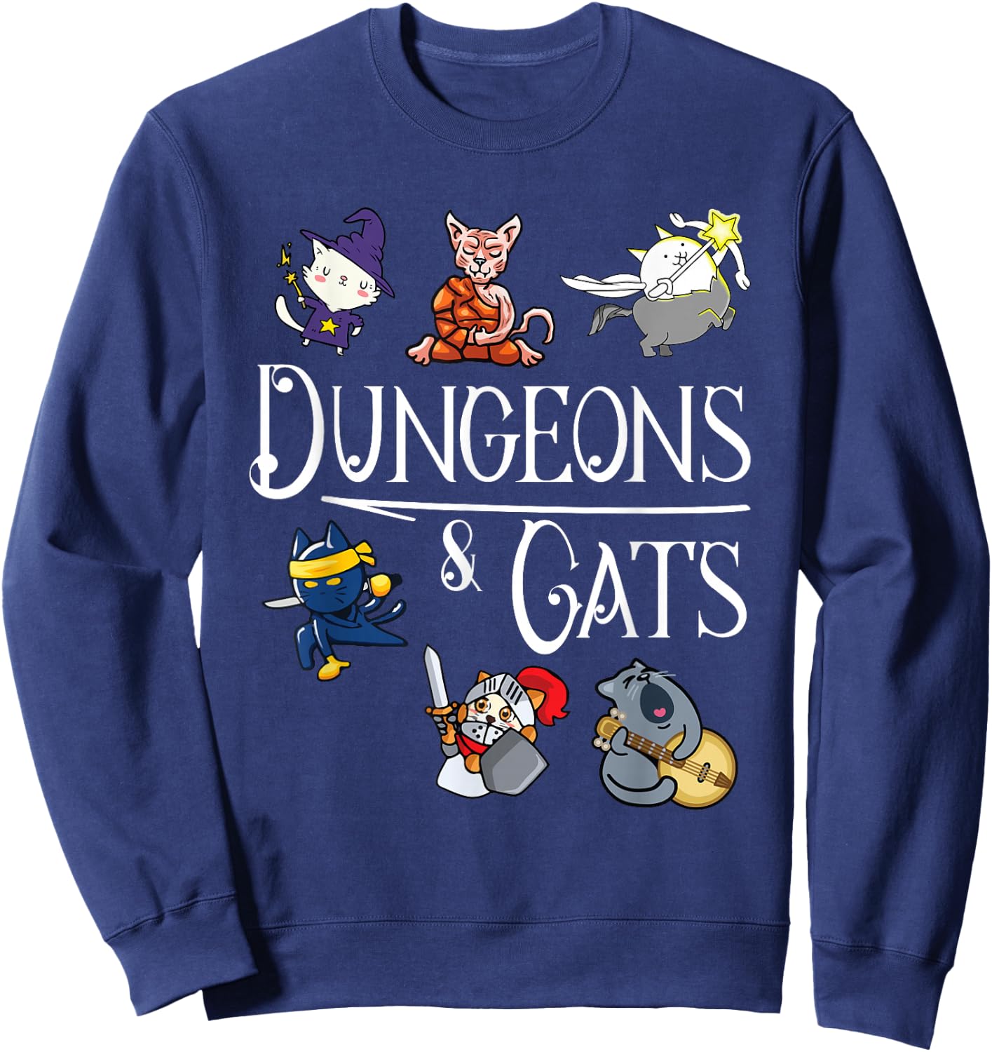 Dungeons and Cats Funny Dragon Cat Kitten Lover Kitty Gift Small Sweatshirt - Sweatshirt | Navy
