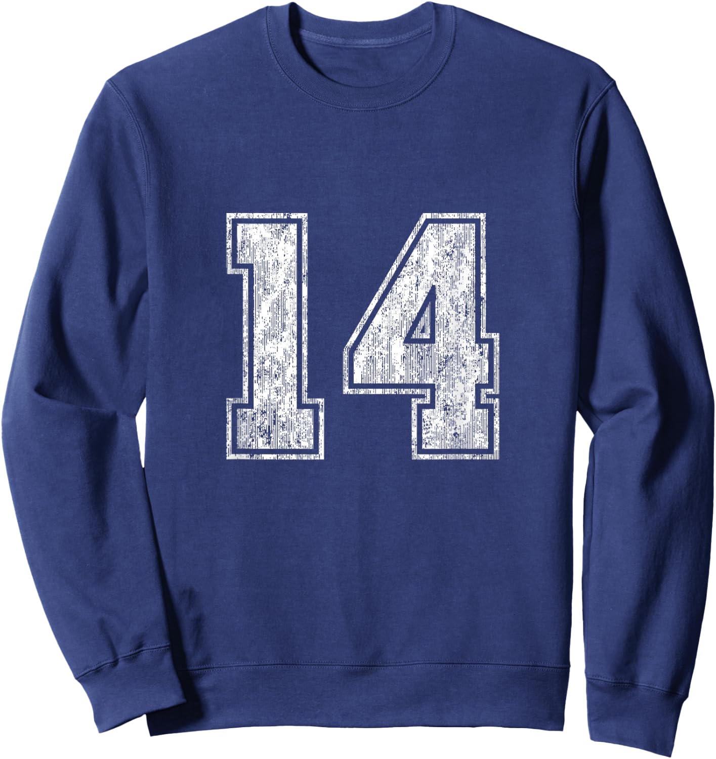 Number 14 Vintage Fourteen Sports Design Sweatshirt - Sweatshirt | Navy