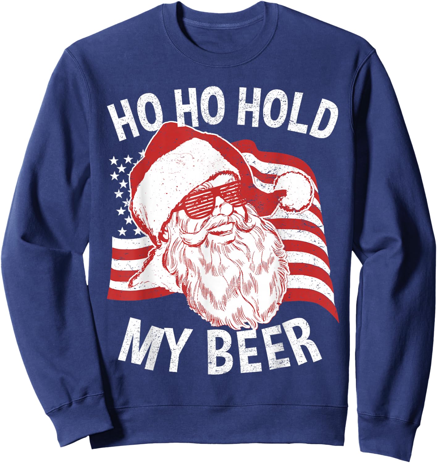 Christmas In July Shirt | Santa Ho Ho Hold My Beer Sweatshirt - Sweatshirt | Navy