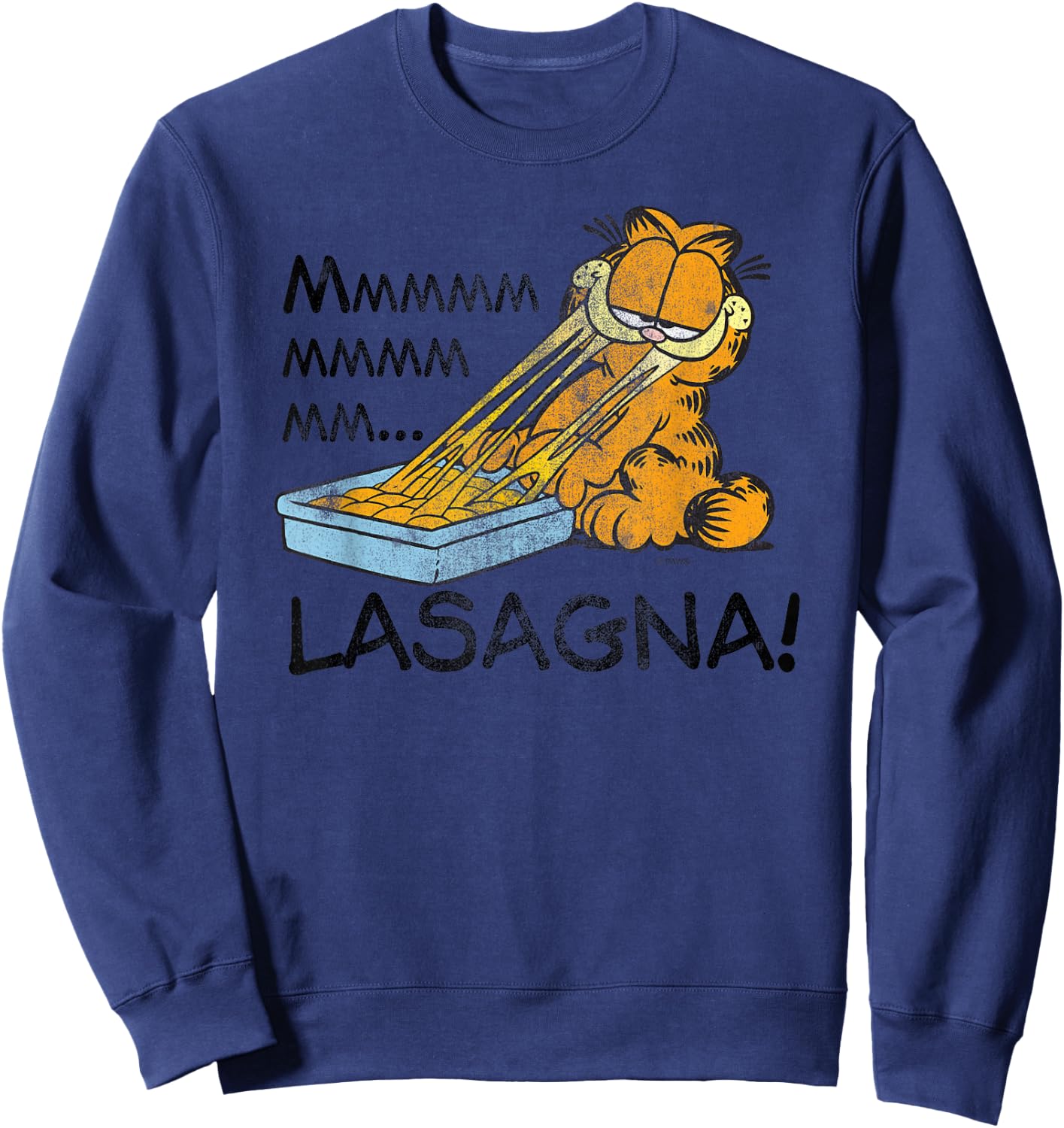 Garfield Lasagna Mmm Cat Cartoon Sweatshirt - Sweatshirt | Navy