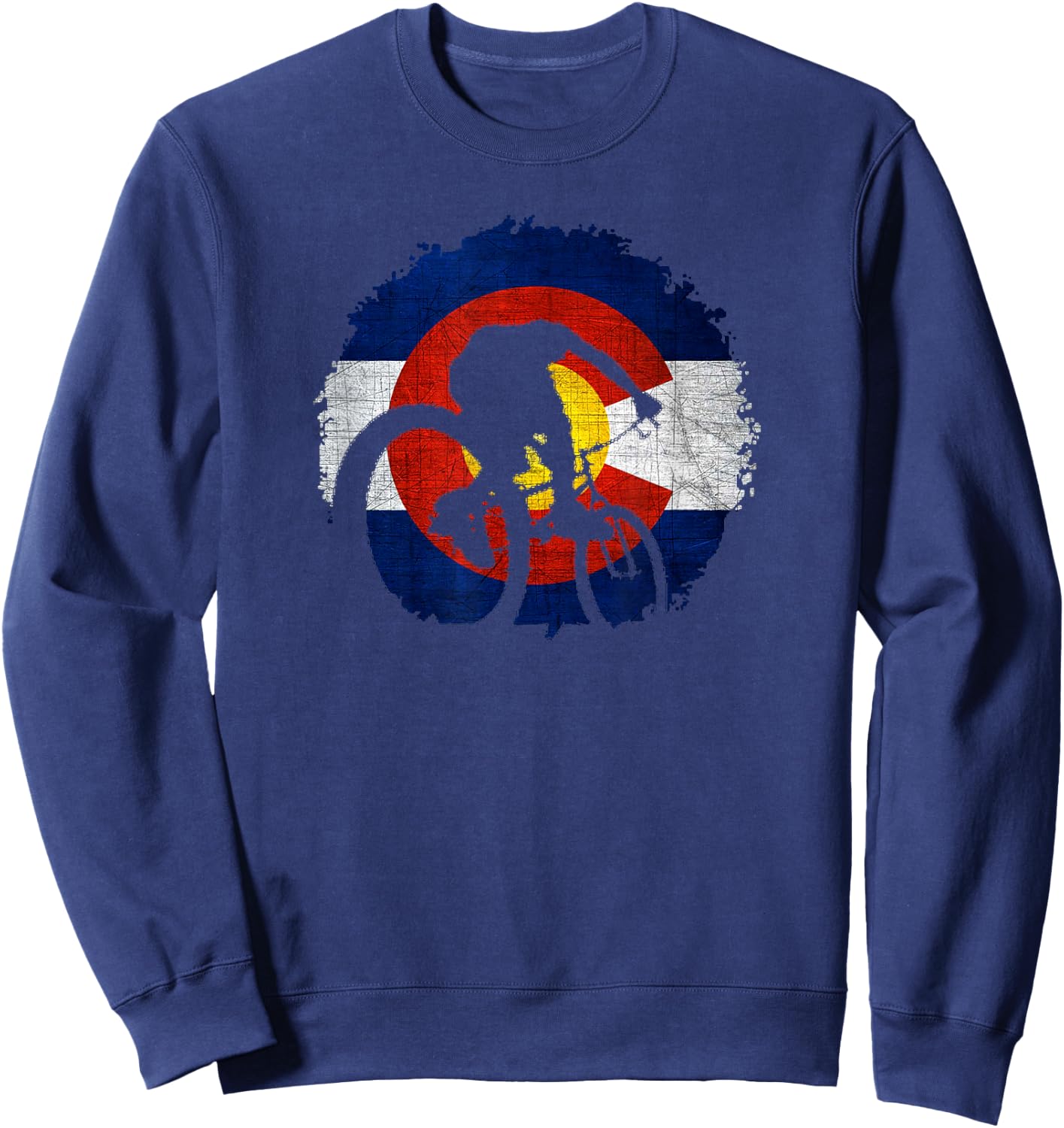 Colorado Mountain Biking, Cycling, Bicycle Sweatshirt - Sweatshirt | Navy