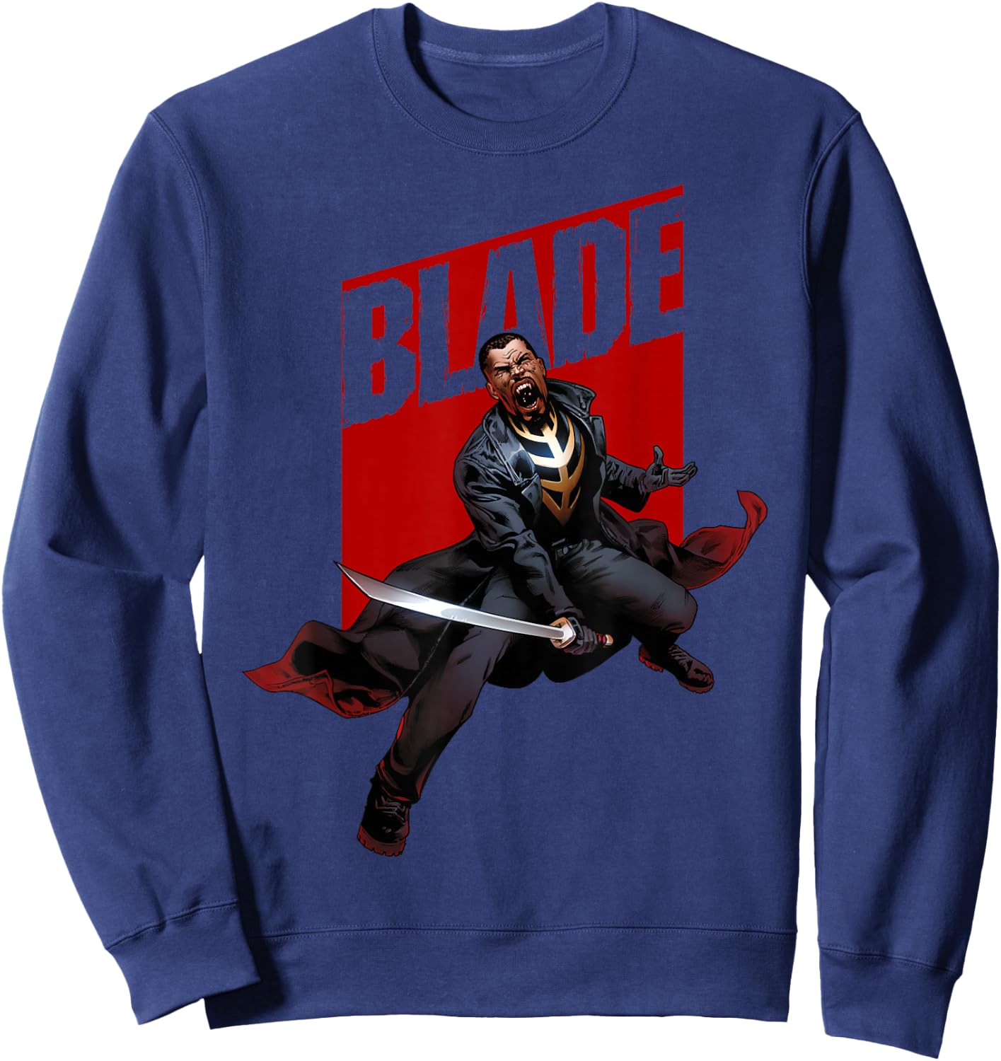 Marvel Blade The Vampire Hunter Intimidating Shout Sweatshirt - Sweatshirt | Navy