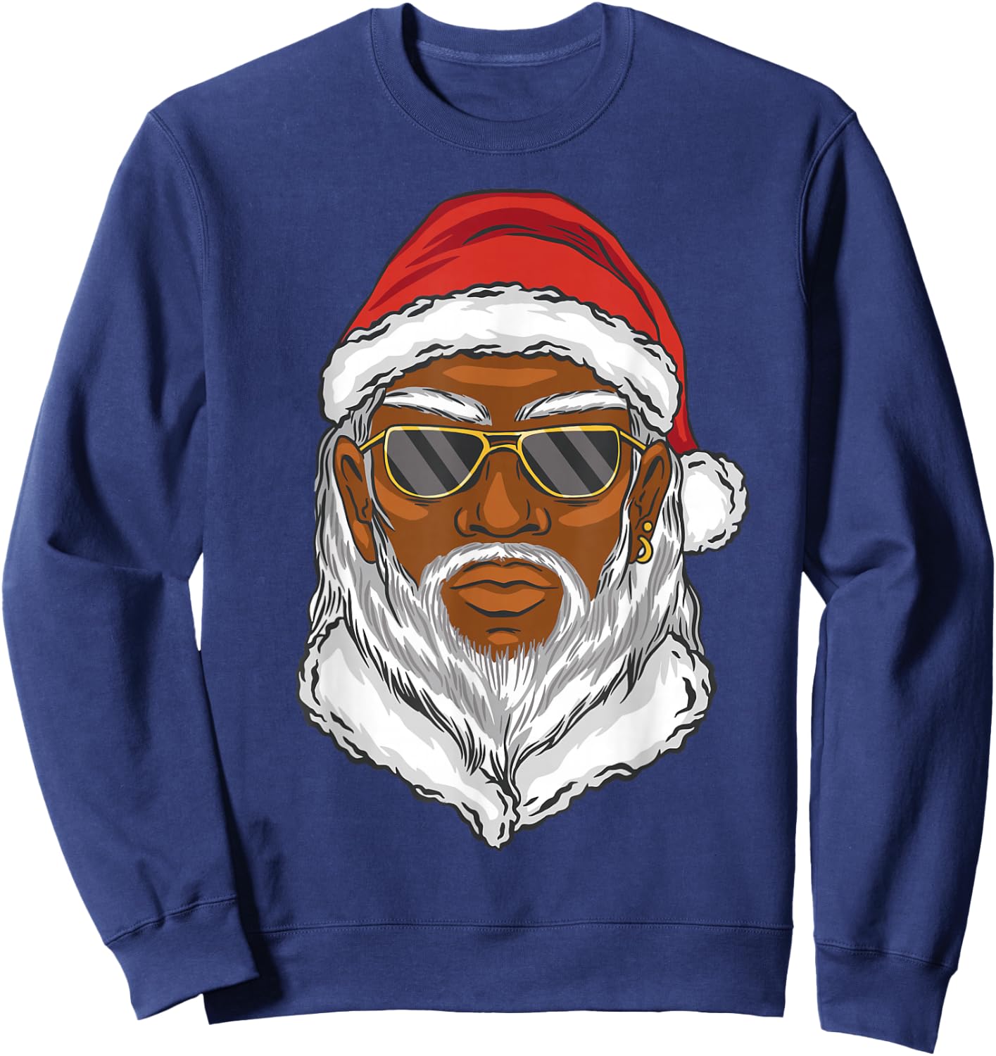 Black African American Santa Christmas Xmas Humor Men Women Sweatshirt - Sweatshirt | Navy