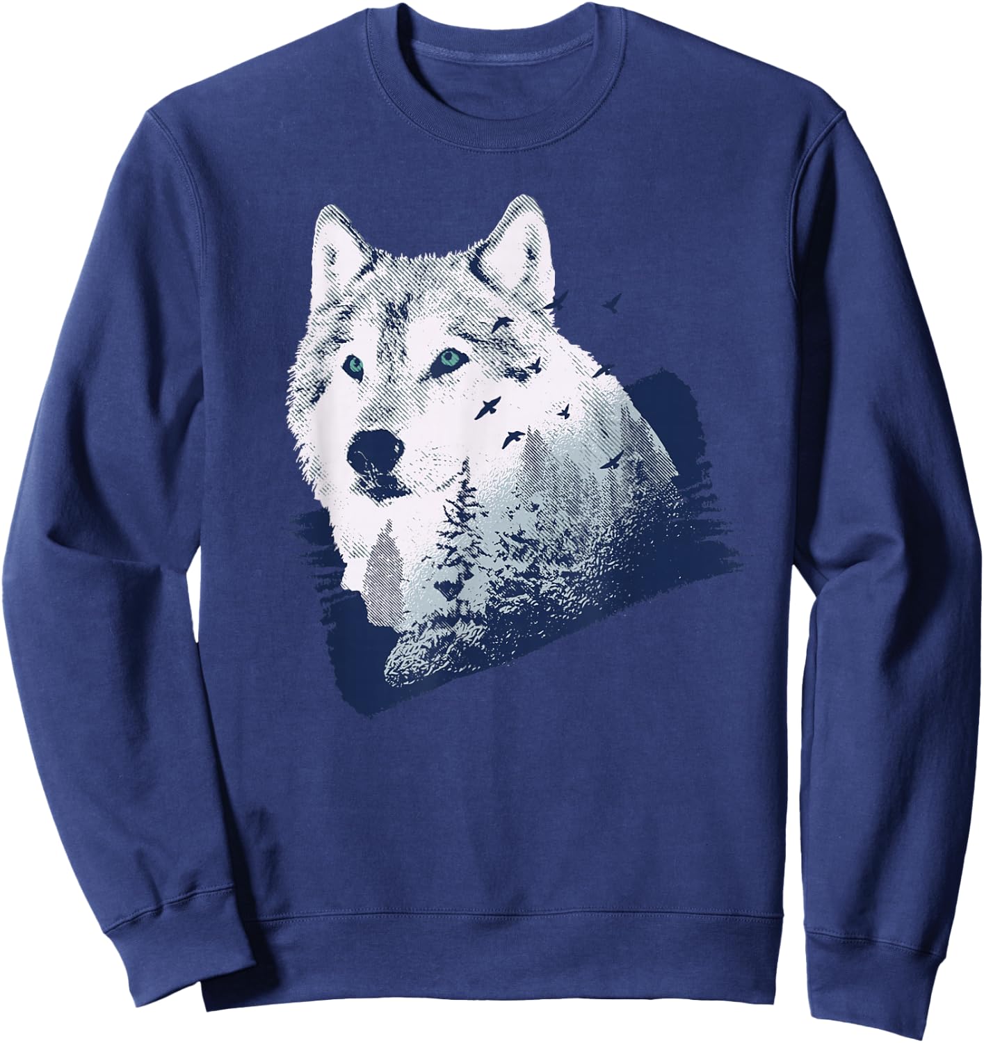 Wolf Nature Forest Outdoor Wolves Hiking Wolf Lover Gift Sweatshirt - Sweatshirt | Navy