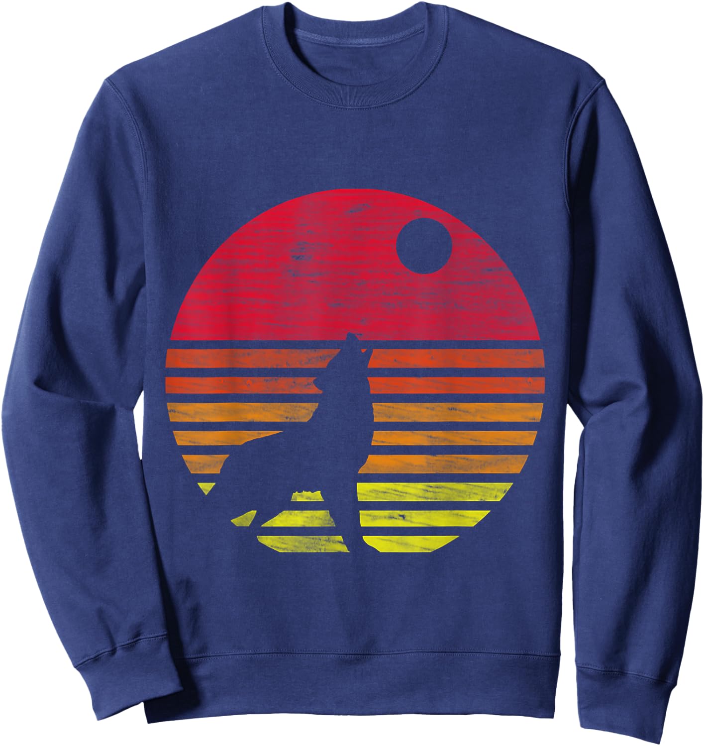 Retro Wolf Howling at The Moon Sweatshirt - Sweatshirt | Navy