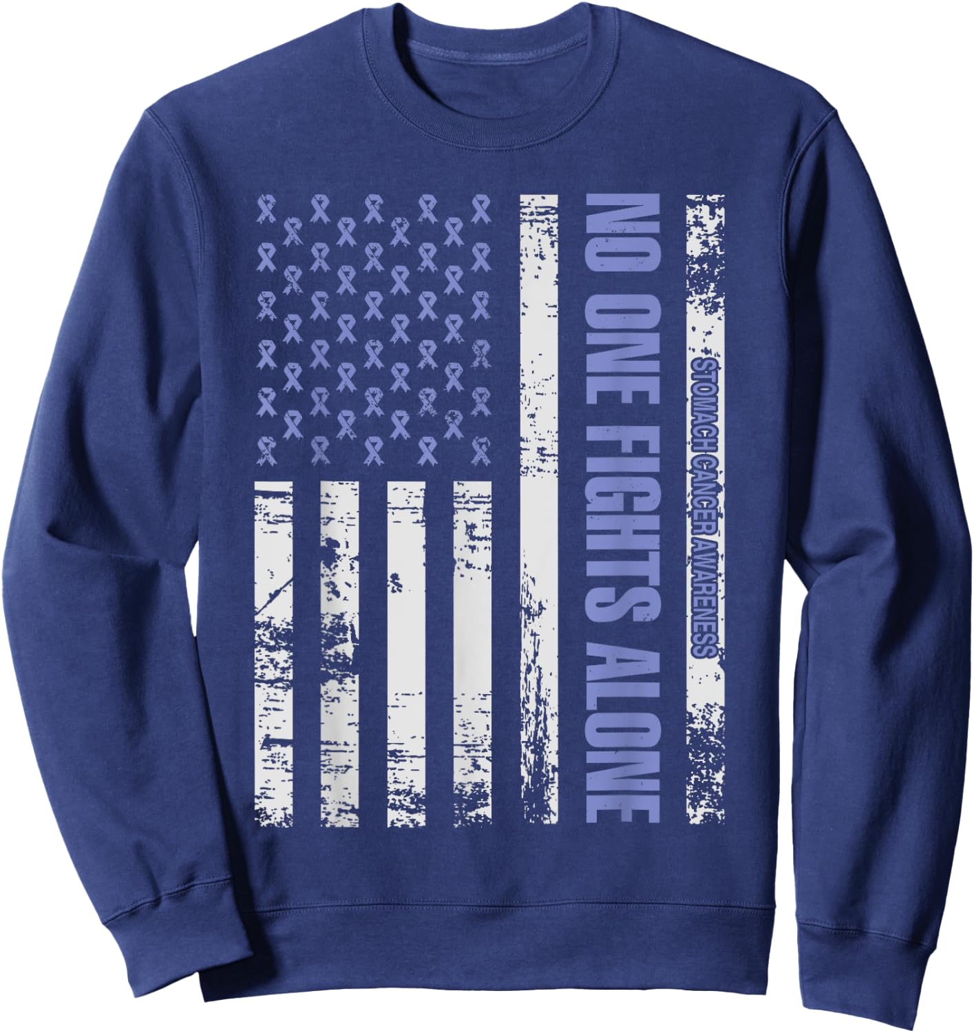 No one Fights alone Stomach Cancer awareness Shirt Sweatshirt - Sweatshirt | Navy